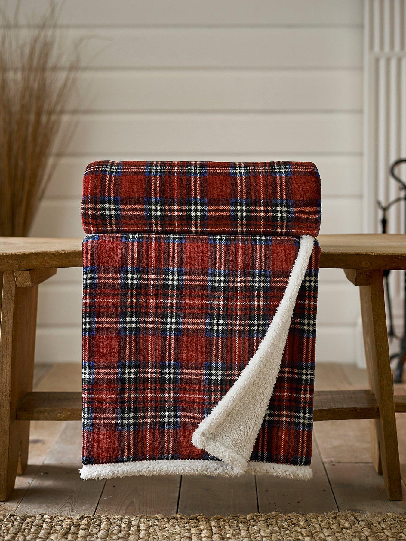 Product photograph of Deyongs Royal Stewart Throw With Sherpa Reverse from very.co.uk