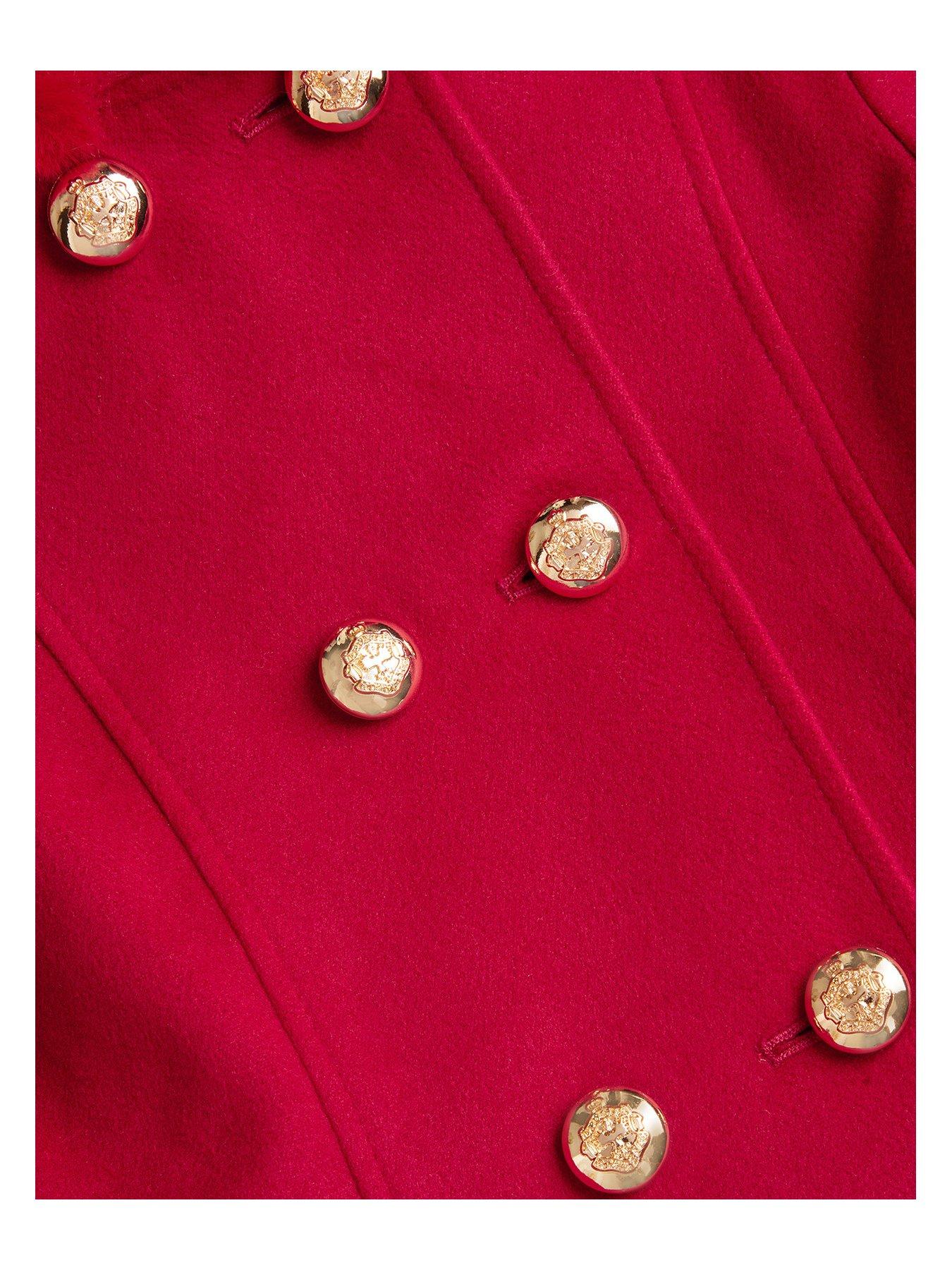 Red coat with gold buttons sales