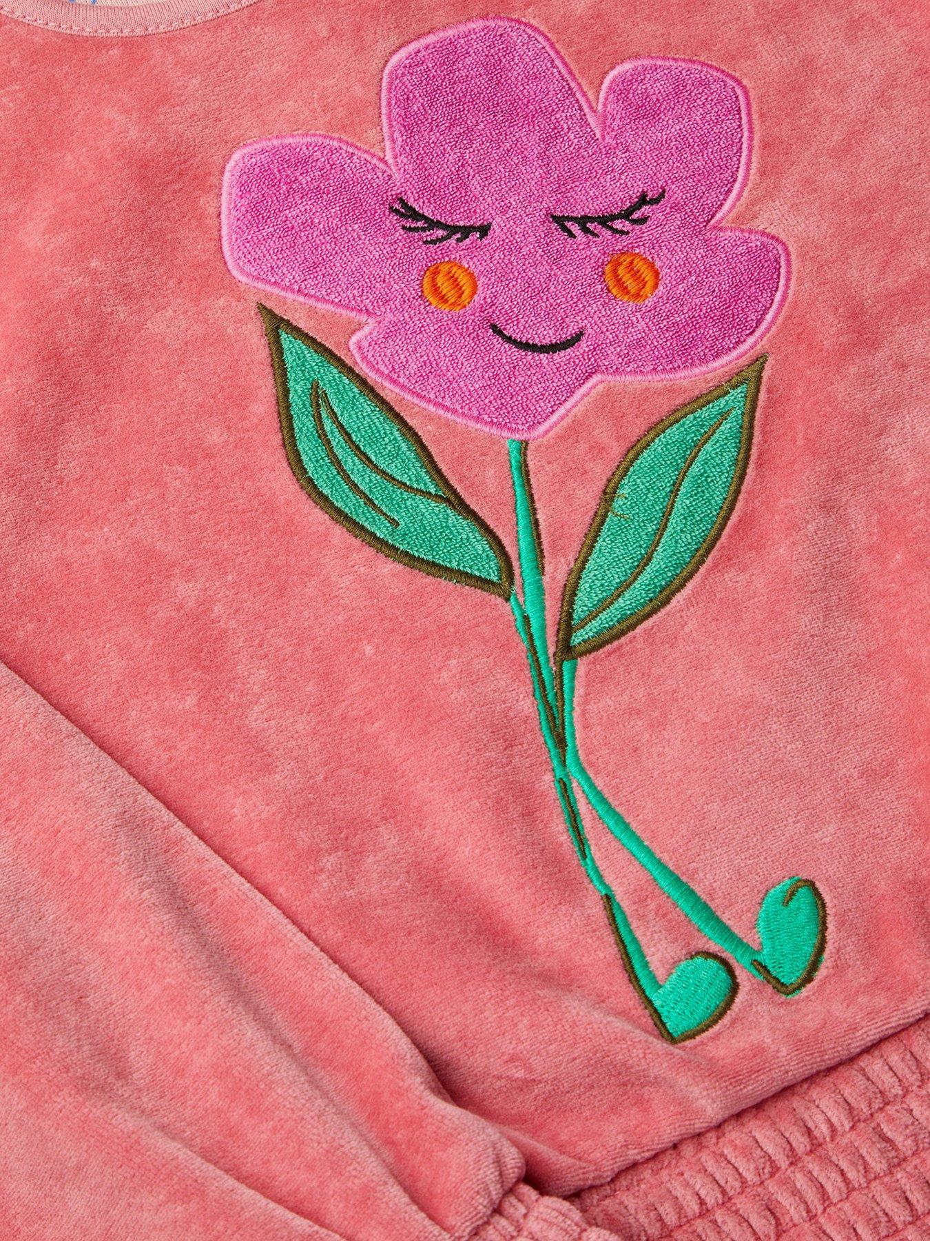 Image 3 of 3 of Monsoon Girls Velour Flower Top - Pink