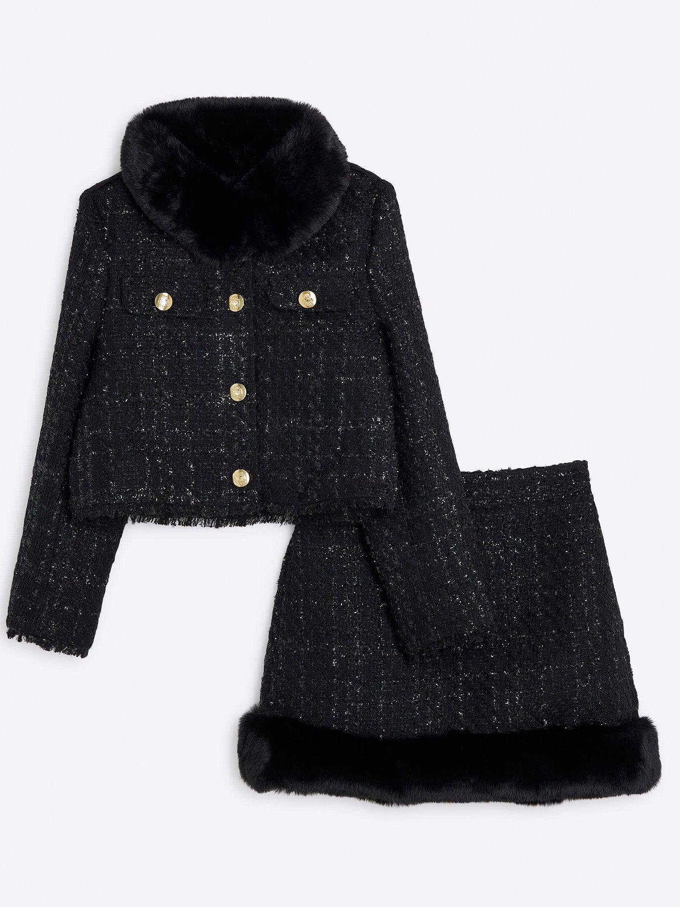 Boucle Military Jacket Set Black