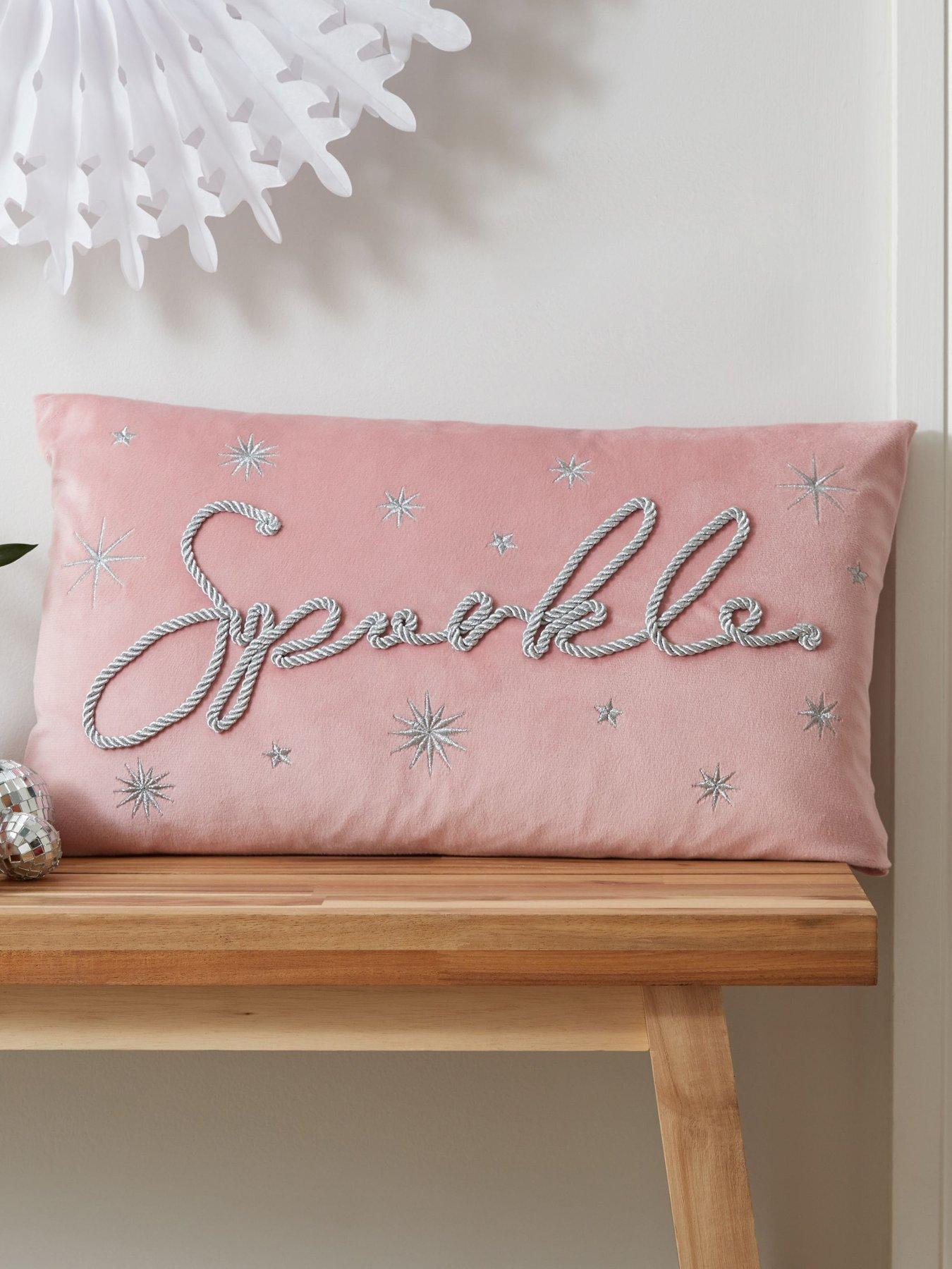 Product photograph of Catherine Lansfield Sparkle Filled Cushion 30 X 50cm- Pink from very.co.uk