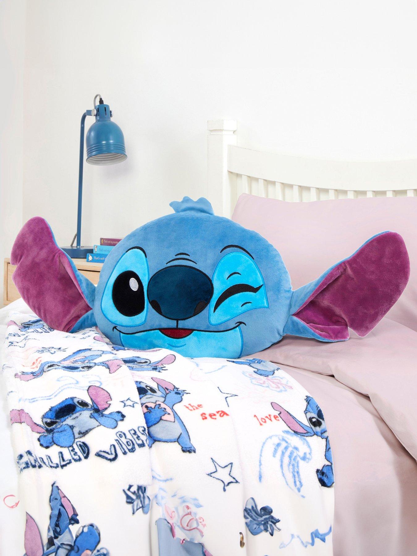 Product photograph of Lilo Stitch Stitch Head Shaped Cushion- 48 X 32cm - Blue from very.co.uk