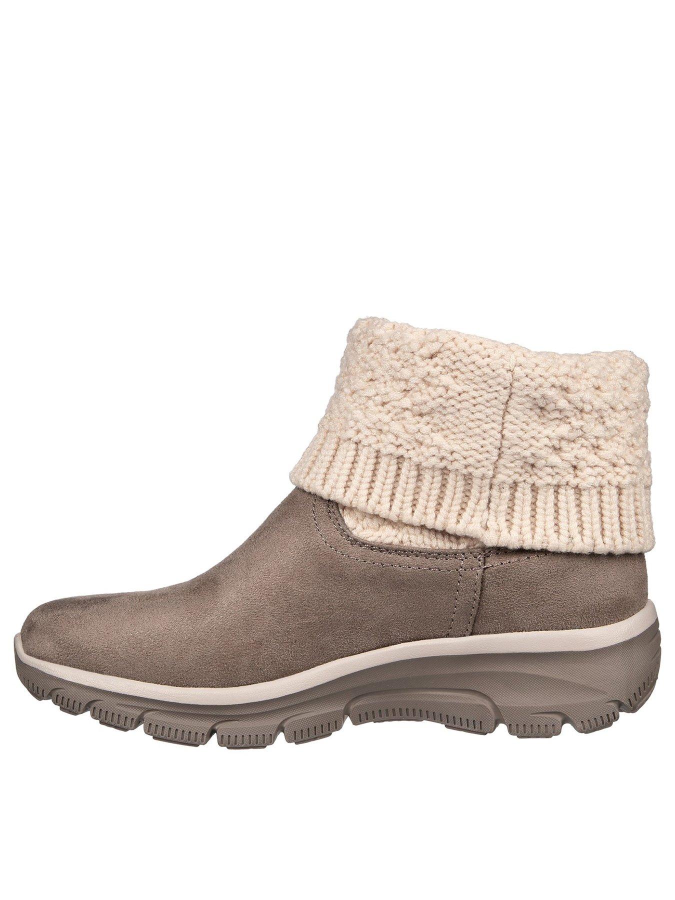 Skechers Easy Goingcozy Weatherwomenssweater Knit Foldover Wrap Boot W Air cooled Mf taupe Microfiber sweater Knit Very