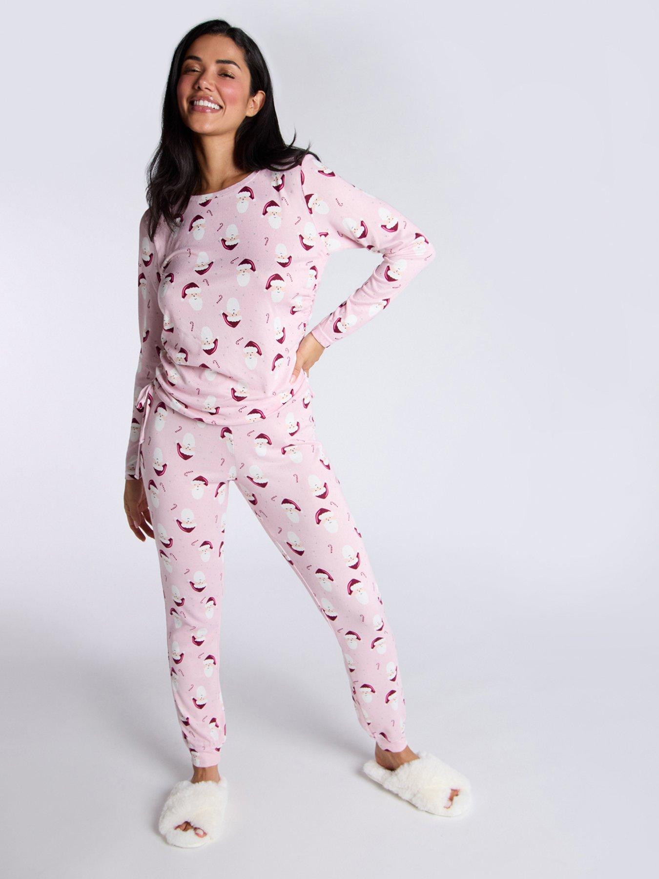 Boux Avenue Soft Touch Santa Top Leggings Pj Set Dusky Pink Very