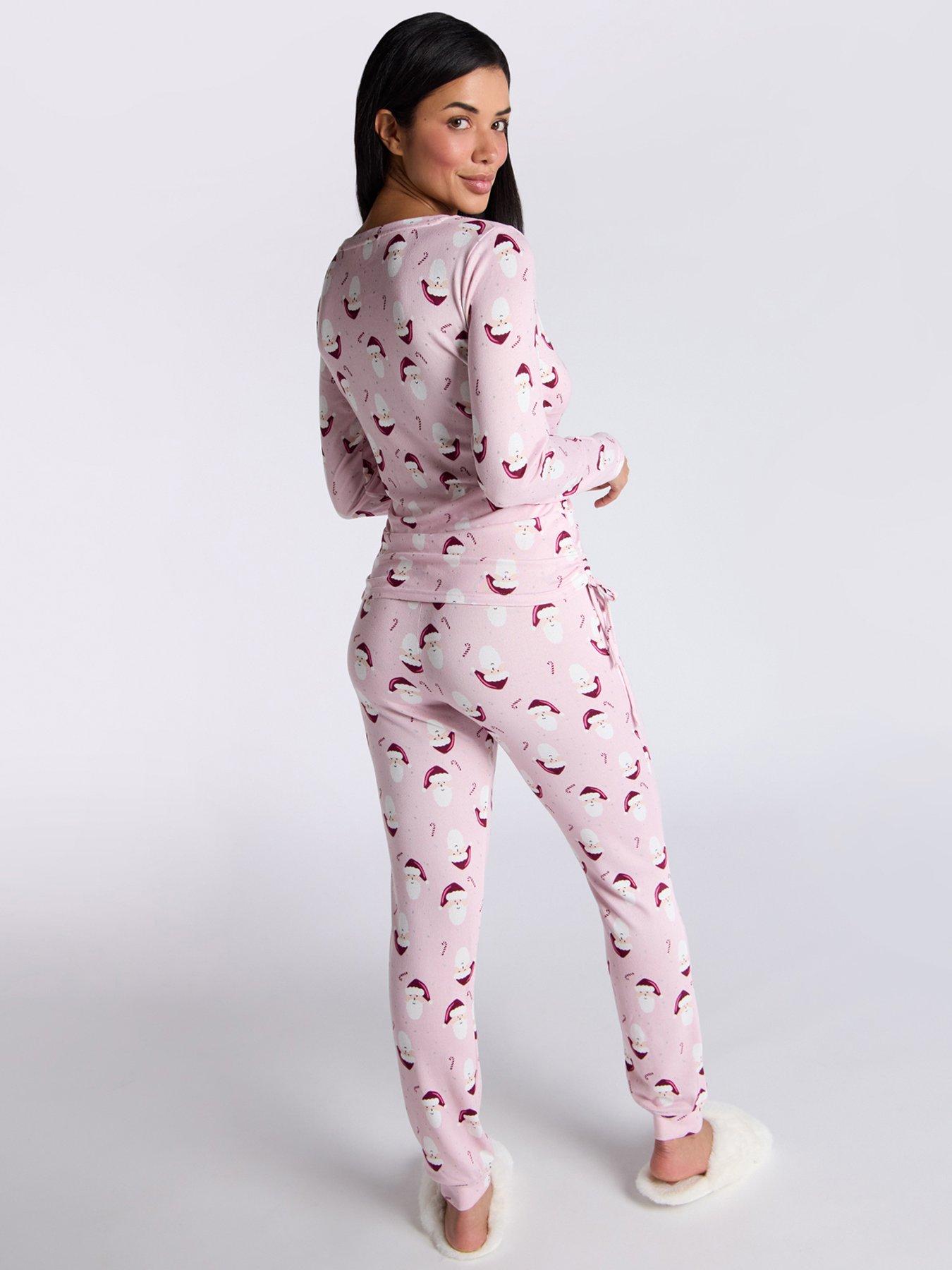 Boux Avenue Soft Touch Santa Top Leggings Pj Set Dusky Pink Very