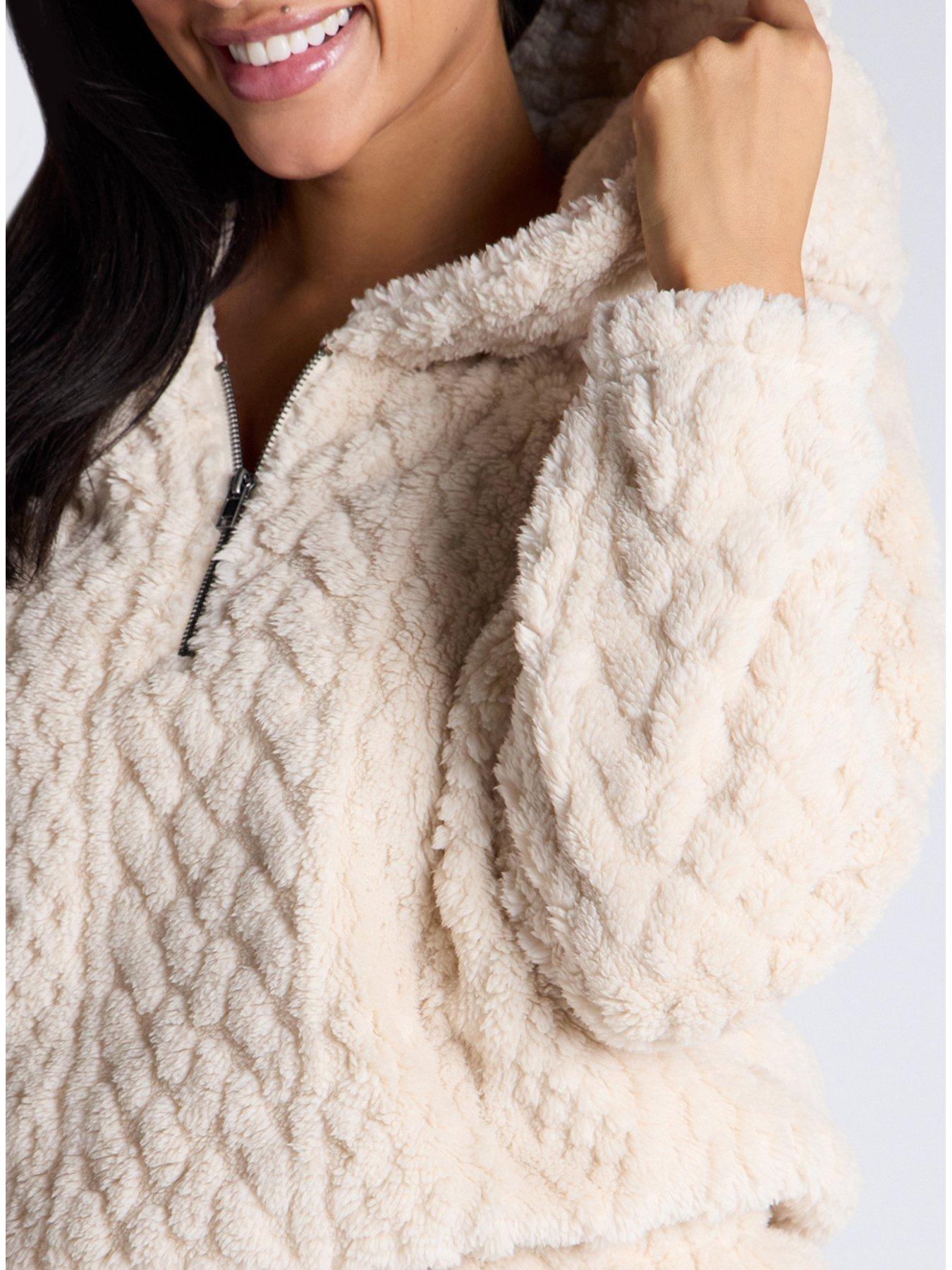 Image 5 of 5 of Boux Avenue Cable Hoodie &amp; Short Pj Set - Oatmeal
