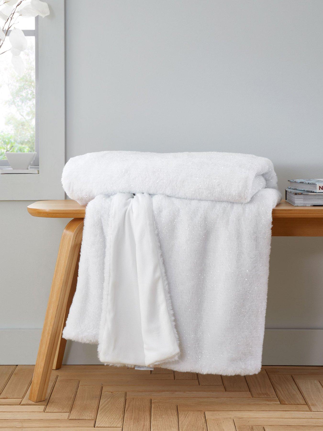 Product photograph of Catherine Lansfield Glamour Faux Fur Throw - White from very.co.uk