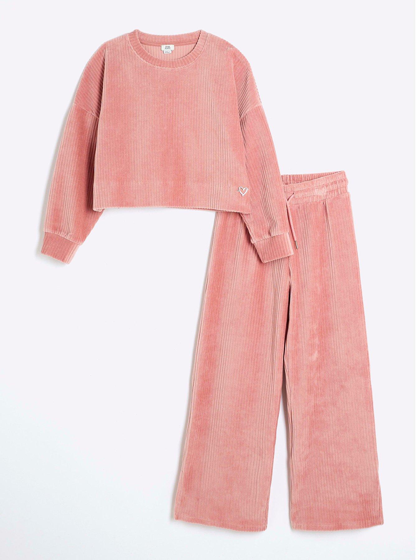 Girls Corduroy Sweatshirt Set Pink
