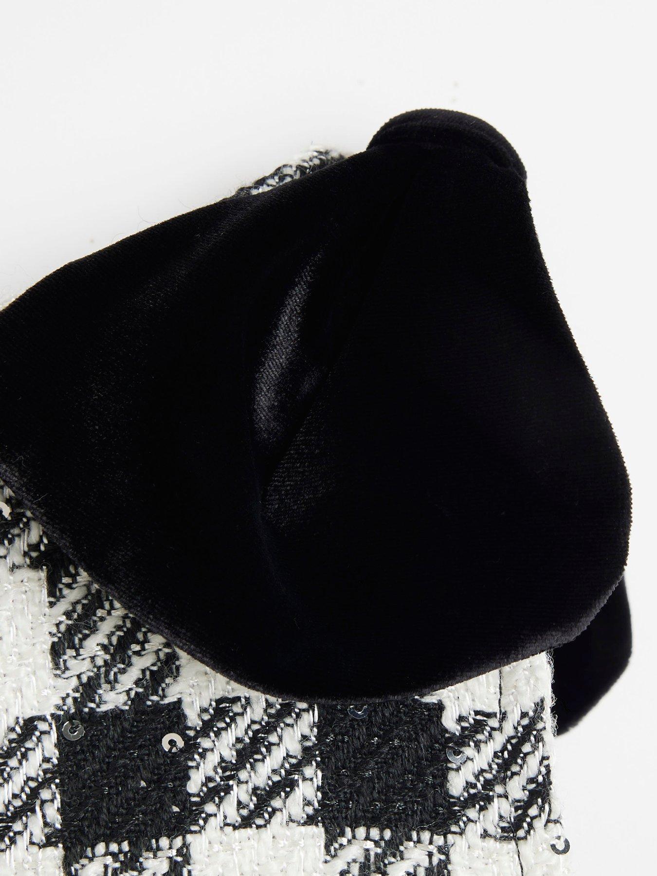 Image 3 of 4 of River Island Older Girl Boucle Sequin Bow Shift Dress - Black
