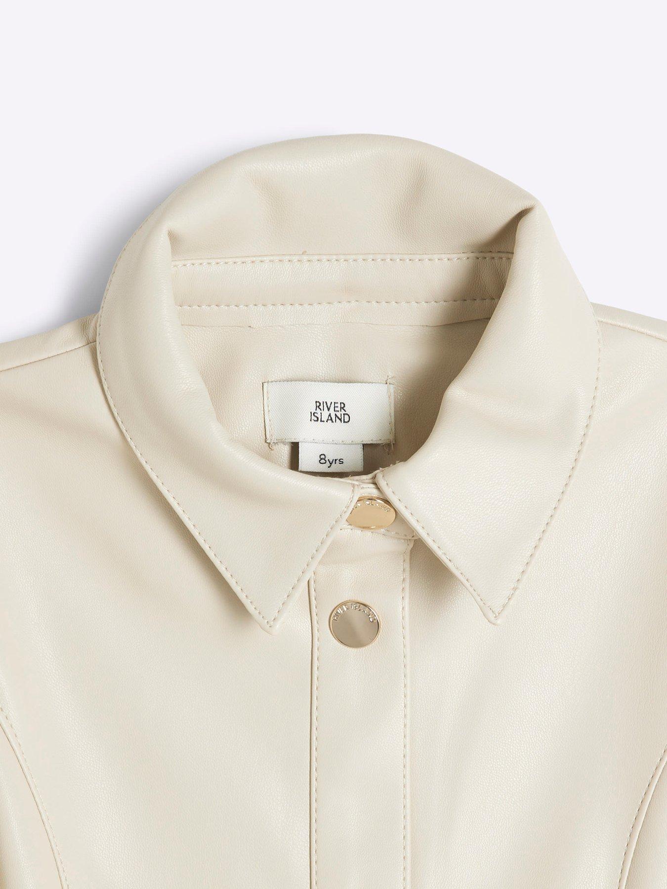 Faux Leather Leather Shirt Cream River Island Cream Leather Shirt