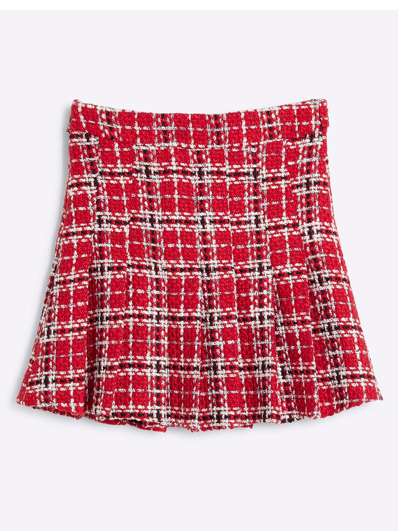 Checkered skirt river island hotsell