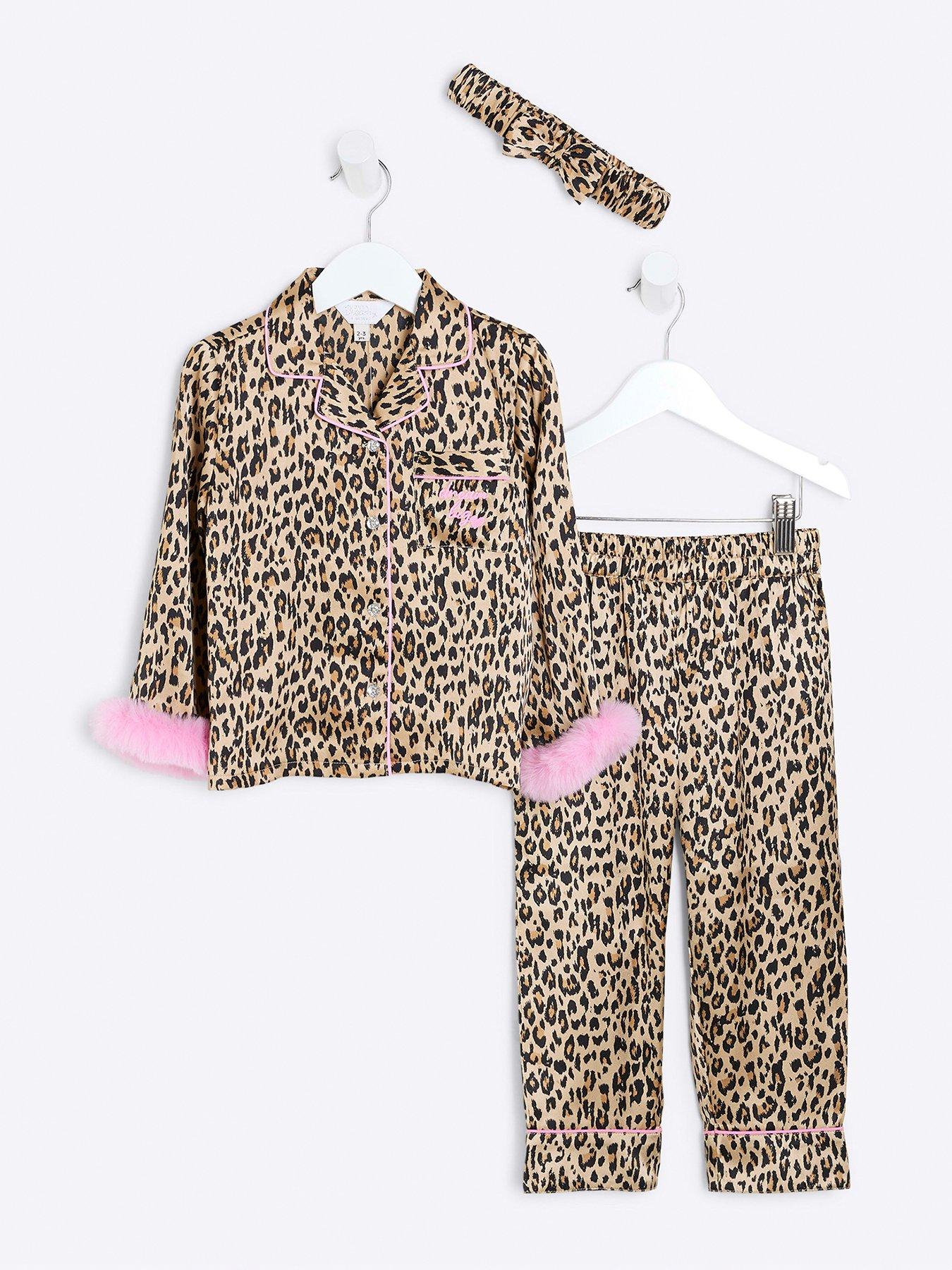 undefined Mini Girl  Faux Fur Leopard Pyjamas - Brown