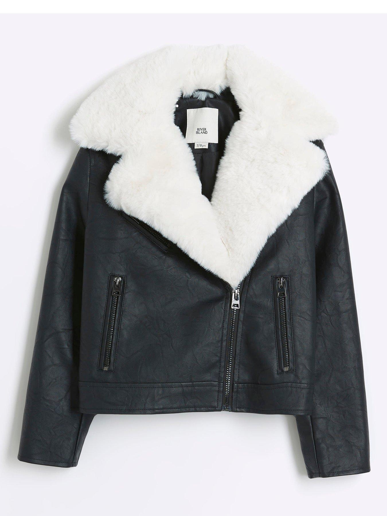 Black and white faux leather jacket shop