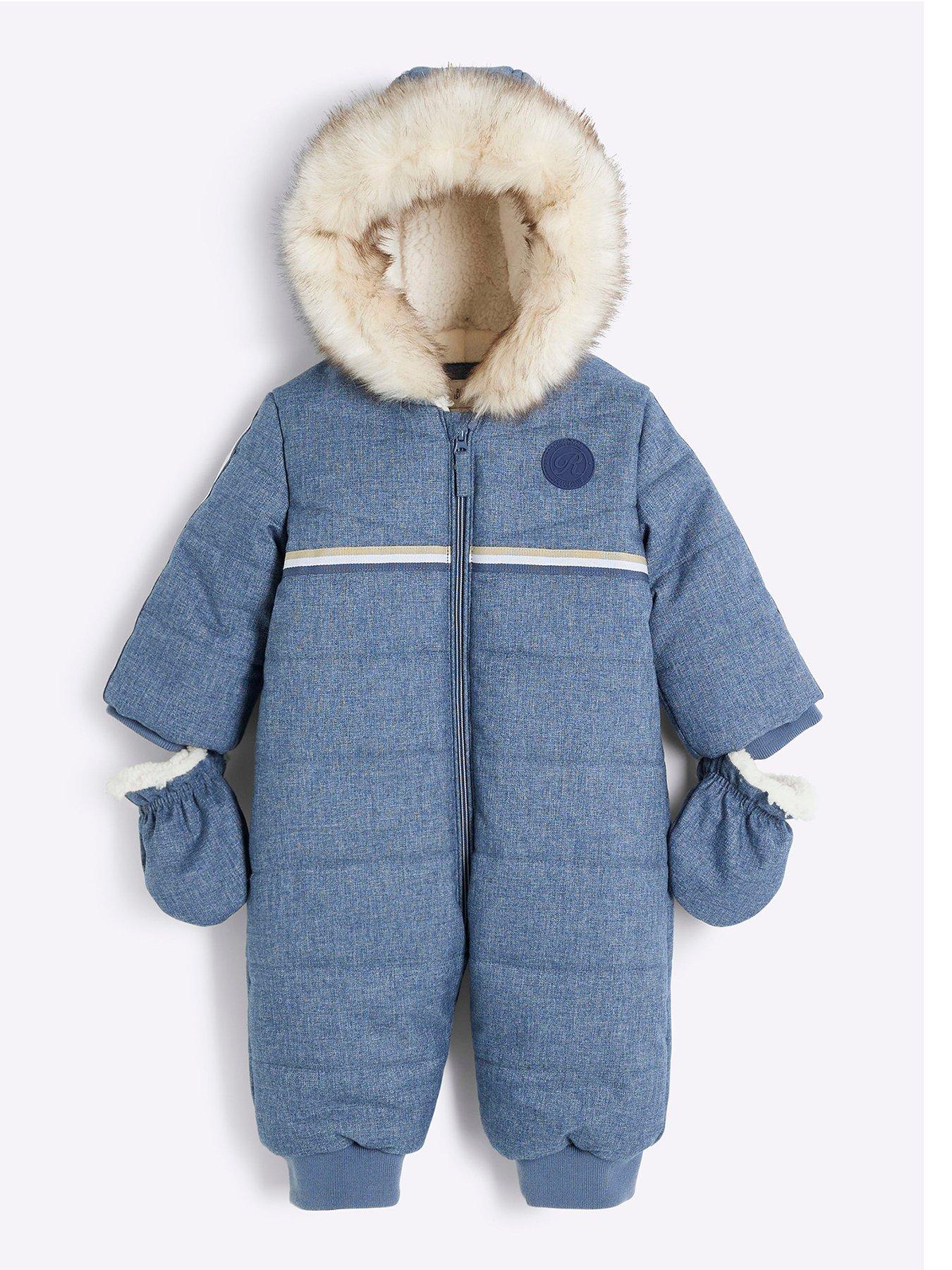 undefined Baby Boy Hooded Snowsuit And Mittens - Navy