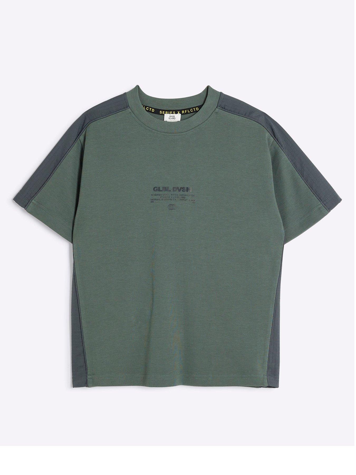 undefined Older Boy Nylon Panel T-shirt - Khaki