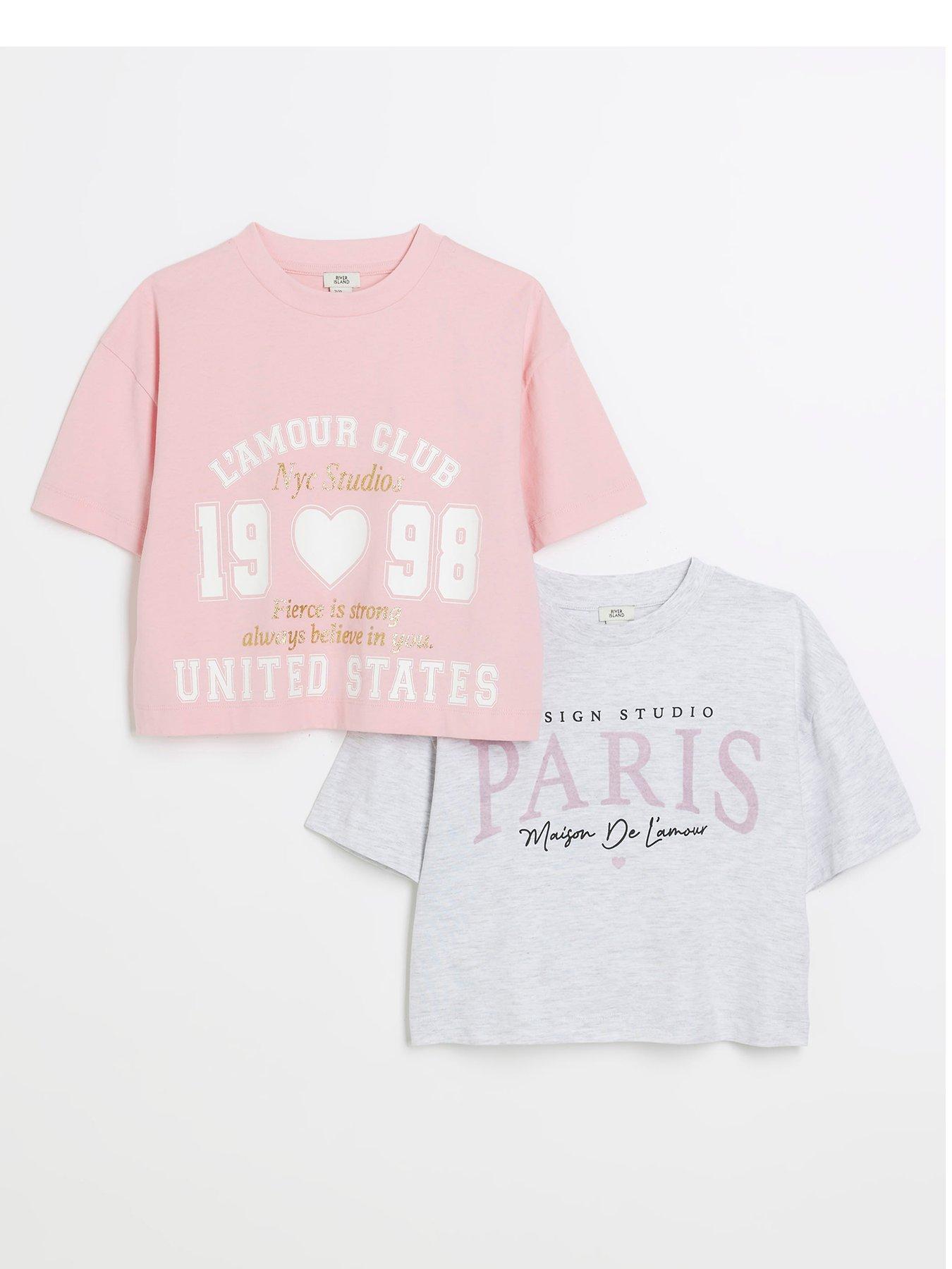 undefined Girls Paris T-shirt 2 Pack - Pink / Grey