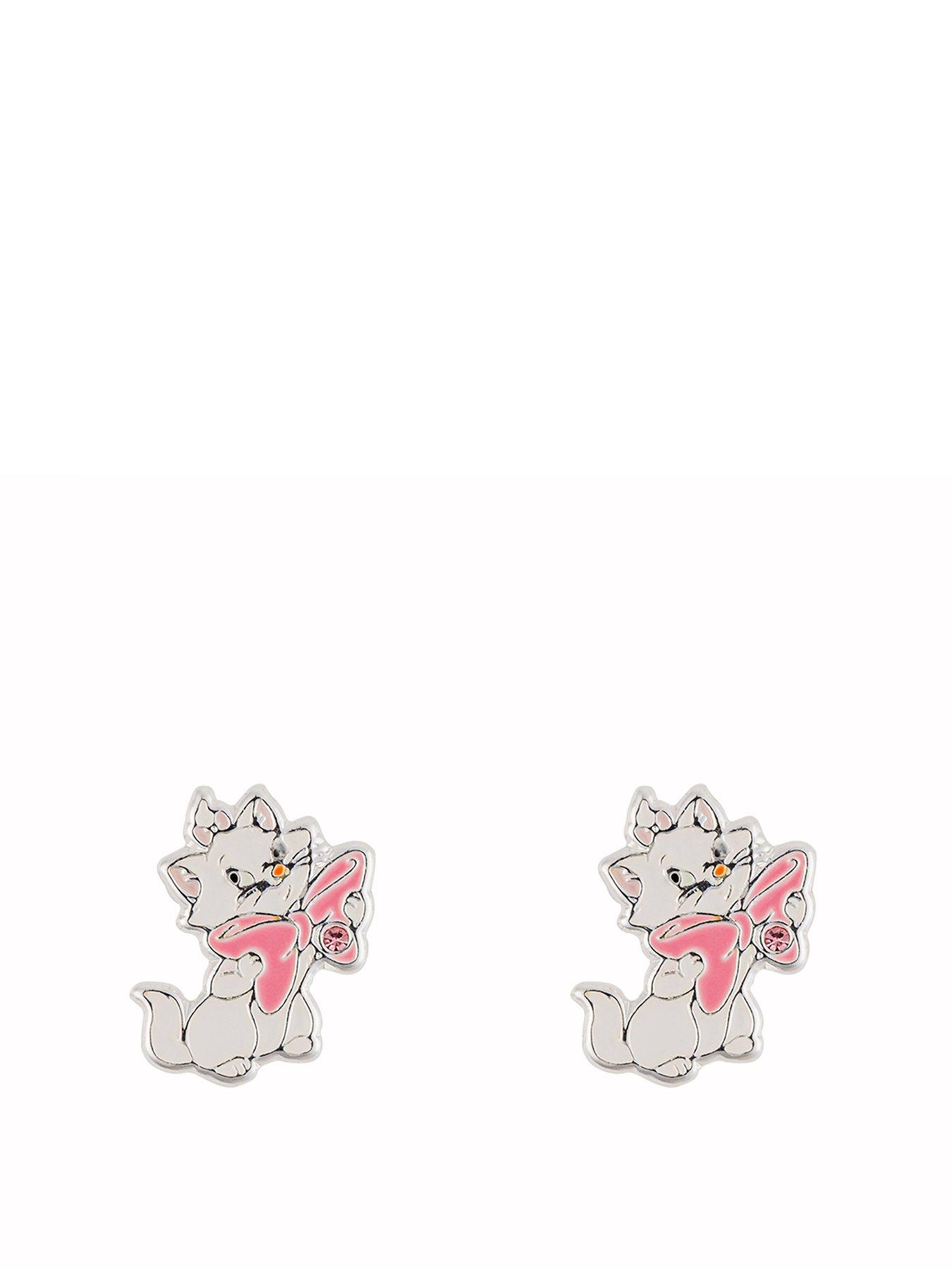 Product photograph of Disney Marie Aristocats Silver Earrings from very.co.uk