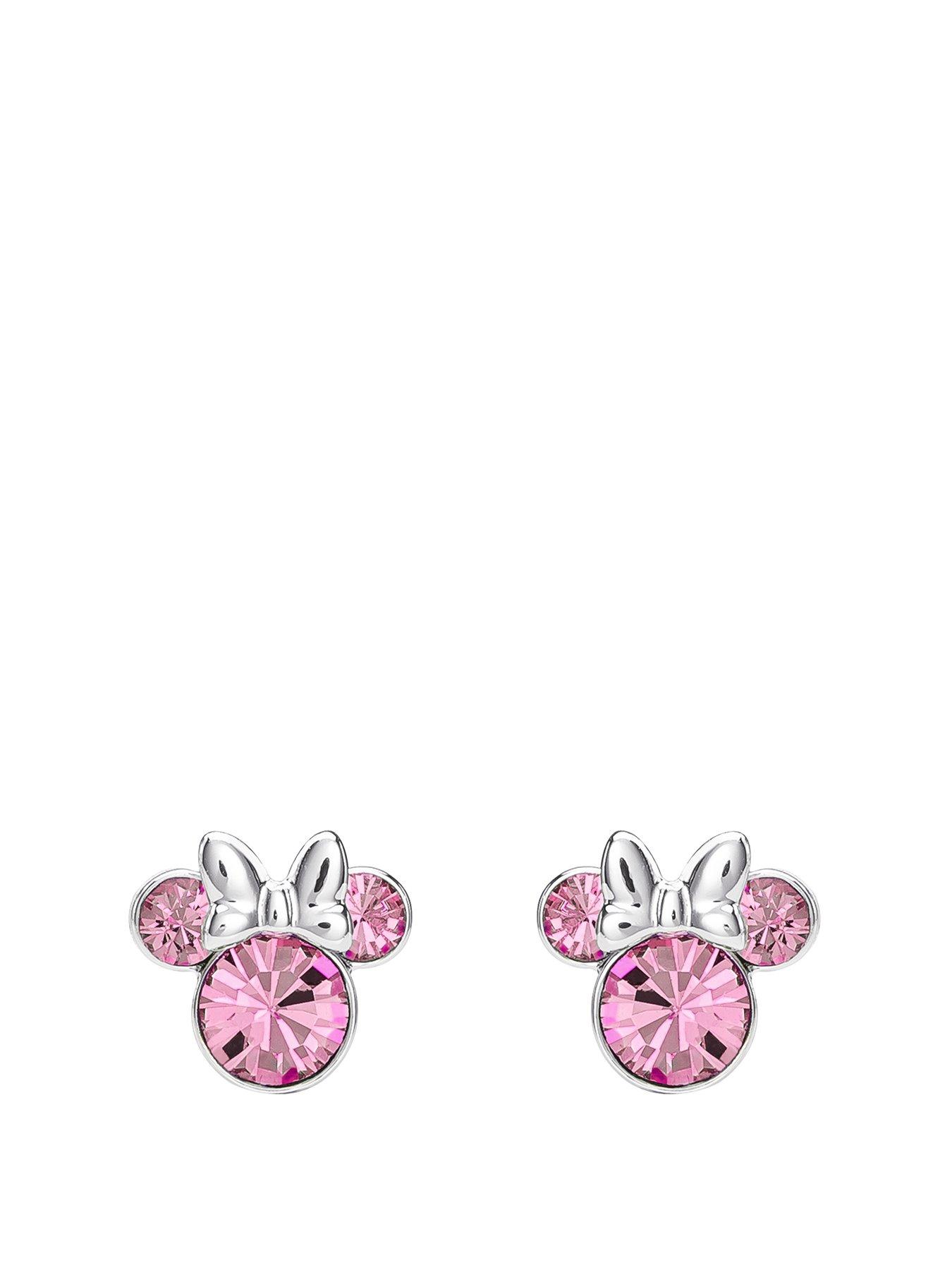 Product photograph of Disney Minnie Mouse Pink Crystal Earrings from very.co.uk