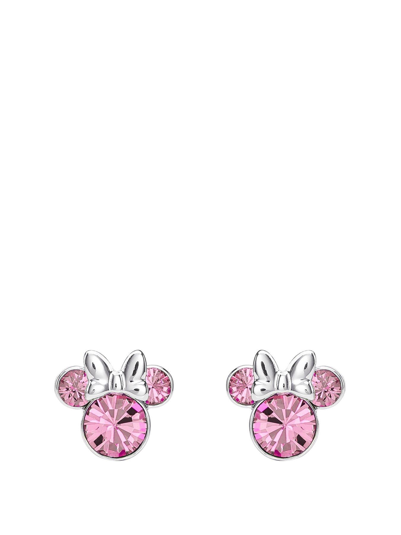 Product photograph of Disney Minnie Mouse Pink Crystal Earrings from very.co.uk