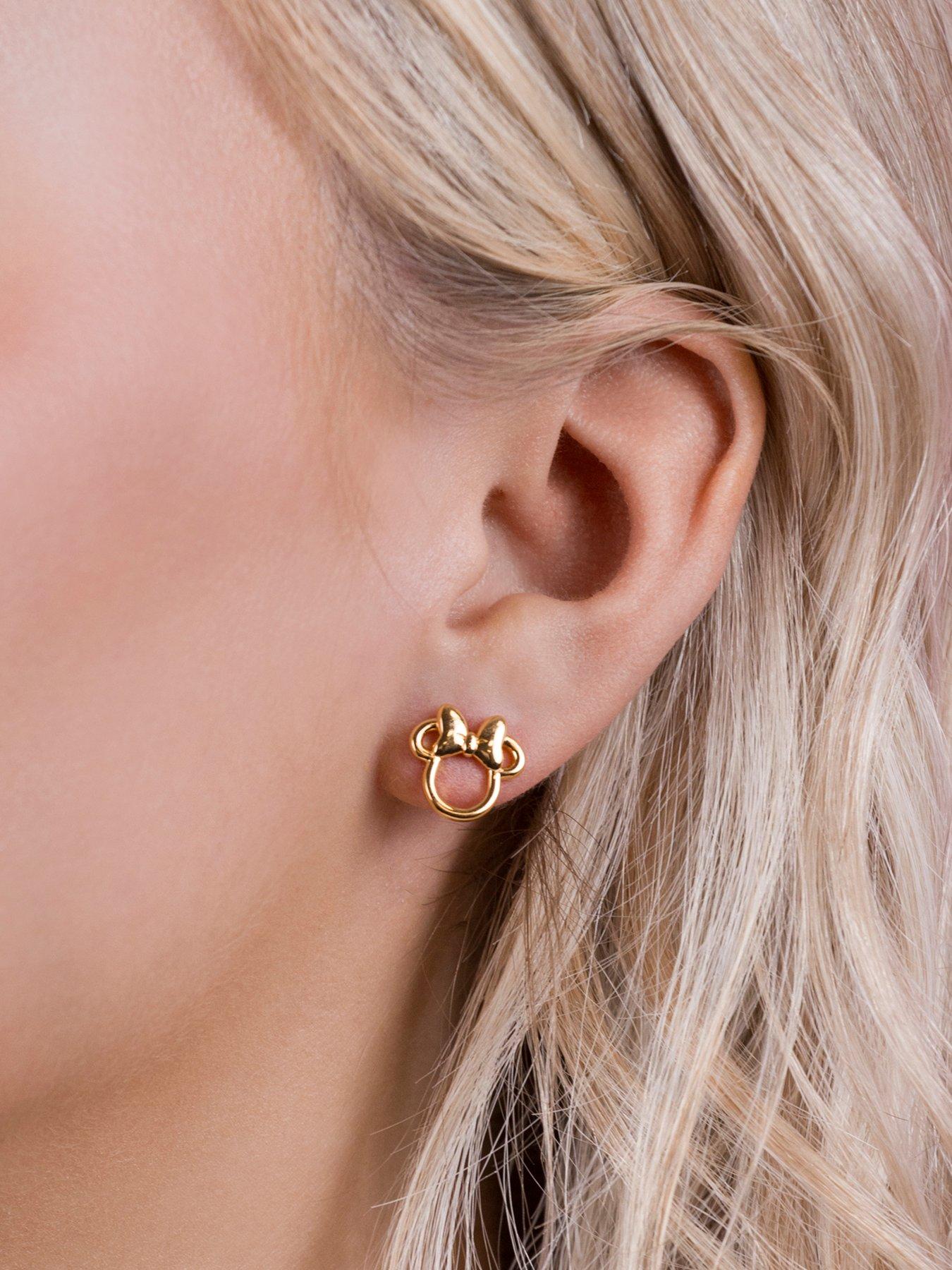 Gold Minnie Mouse Bow Earrings