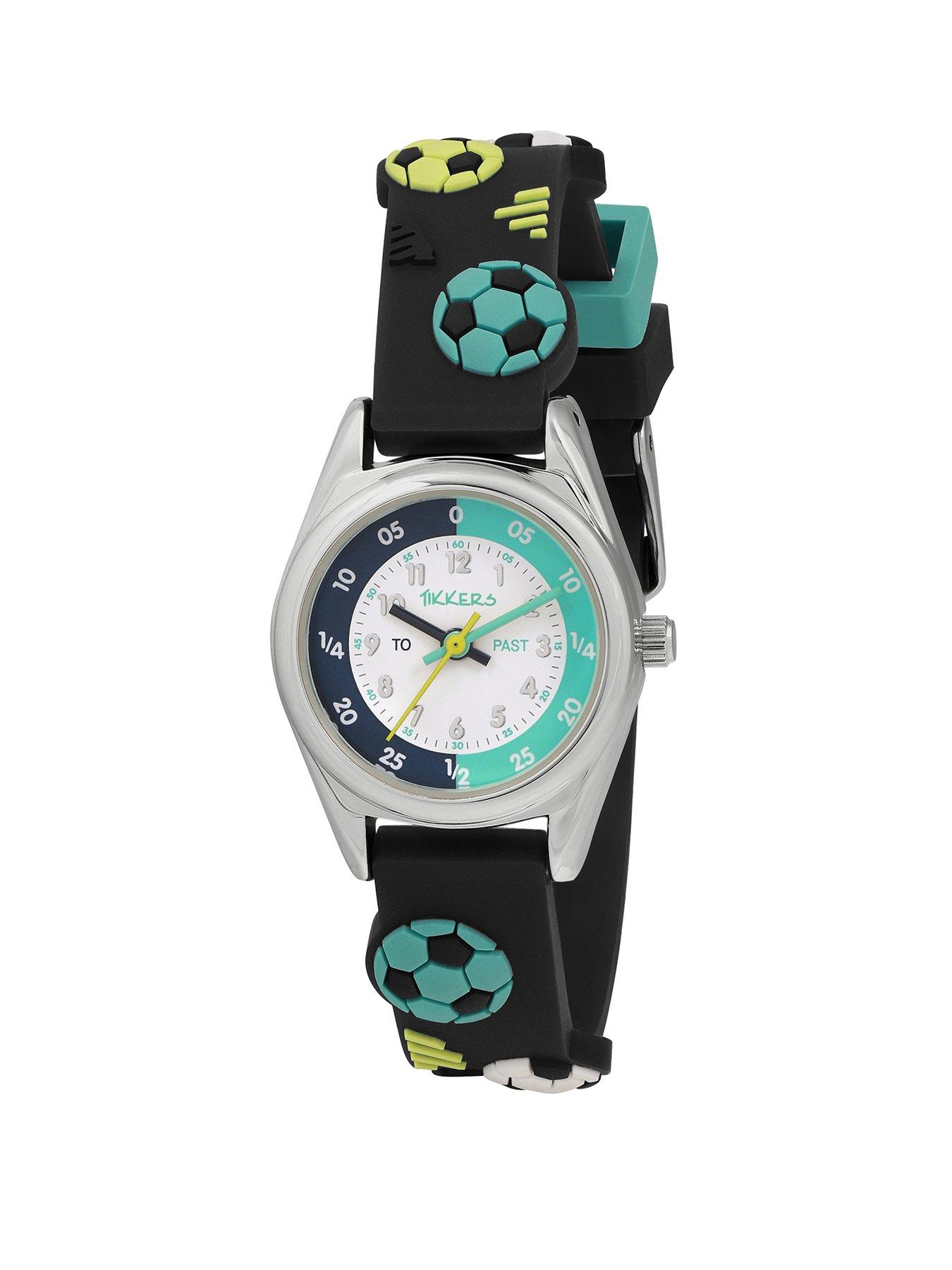 Product photograph of Tikkers Time Teacher 3d Navy Football Silicone Strap Watch from very.co.uk