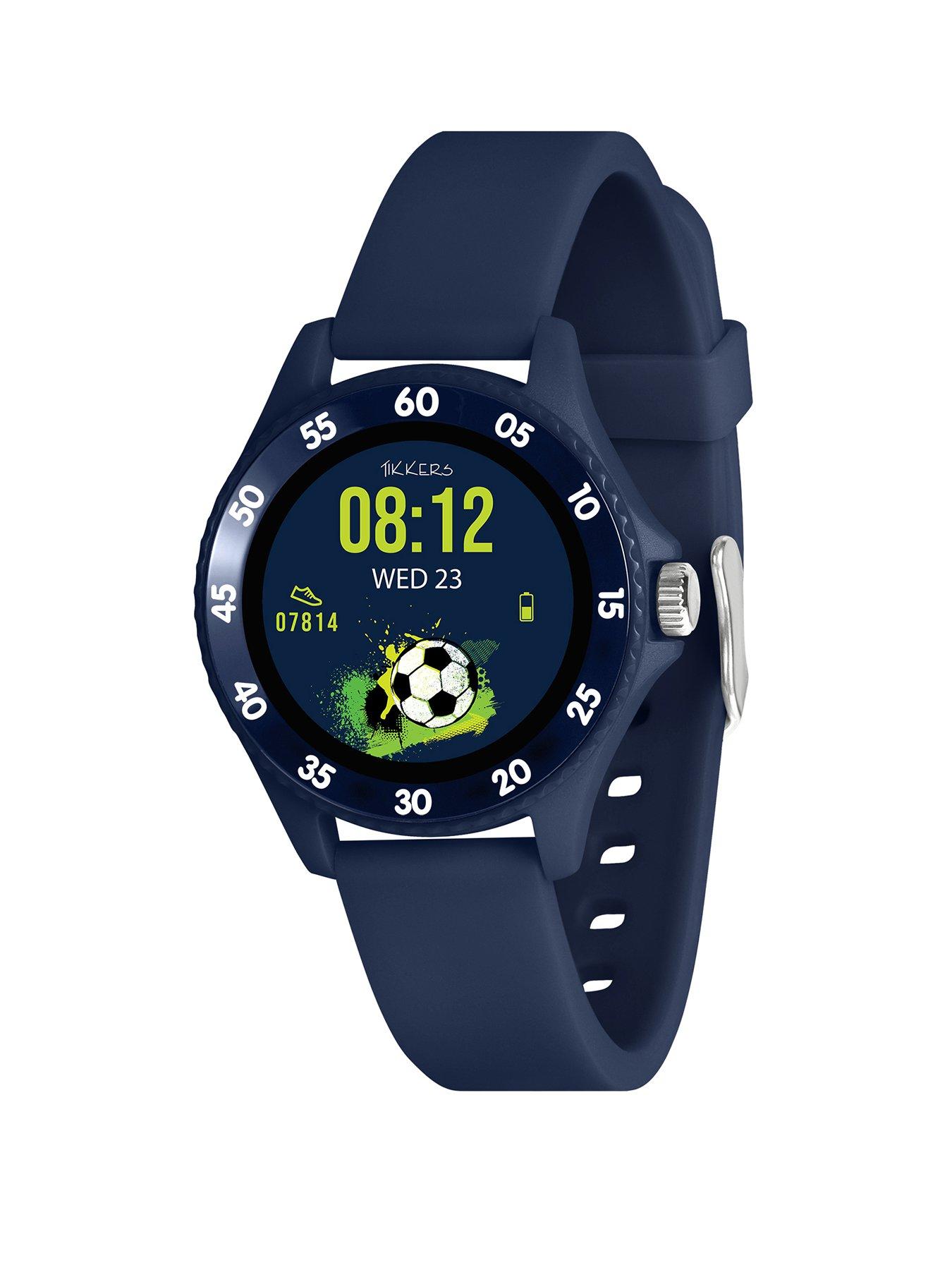 Product photograph of Tikkers Smart Series 34 Navy Silicone Strap Smart Watch from very.co.uk