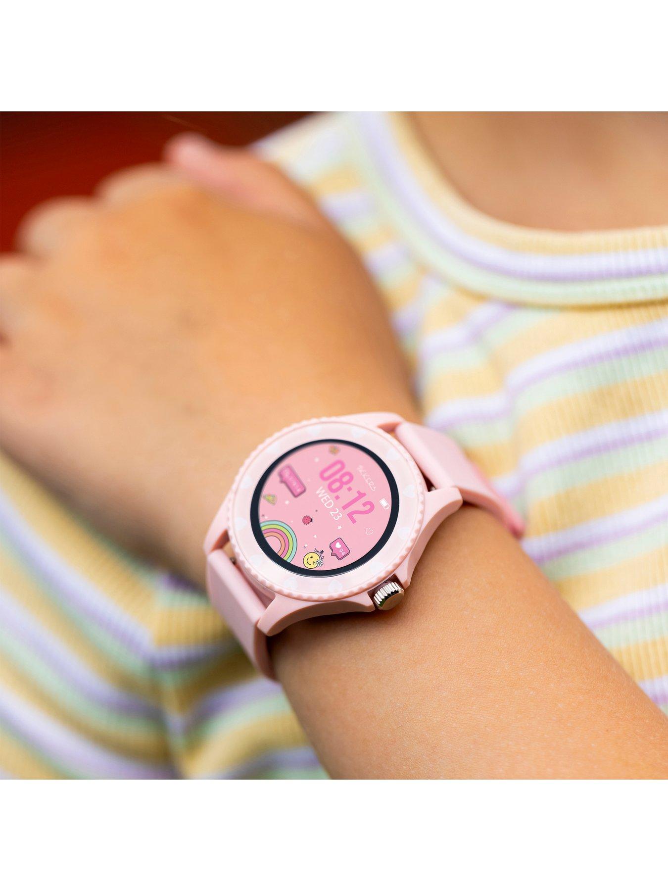 Image 2 of 6 of Tikkers Smart Series 34 Pink Silicone Strap Smart Watch