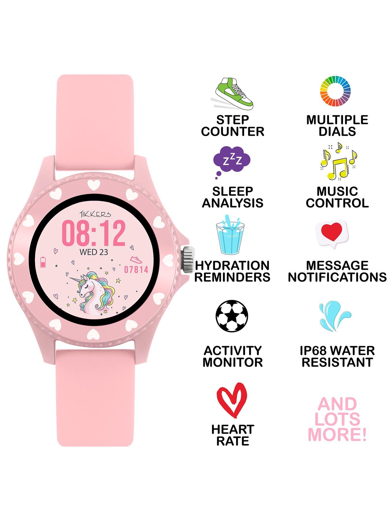 Image 3 of 6 of Tikkers Smart Series 34 Pink Silicone Strap Smart Watch