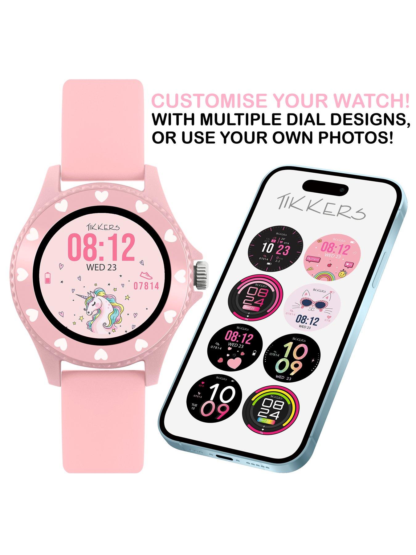 Image 6 of 6 of Tikkers Smart Series 34 Pink Silicone Strap Smart Watch