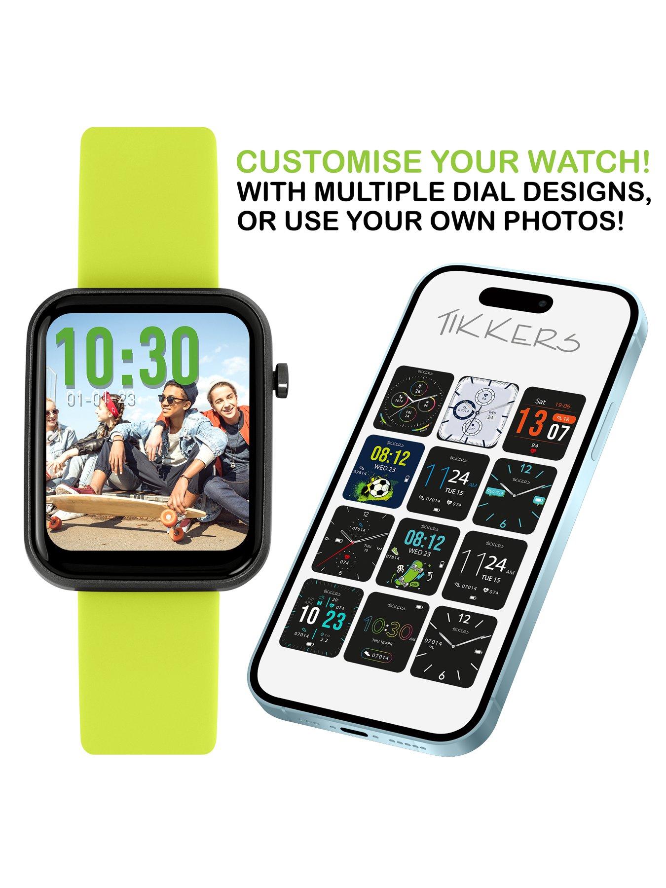 Image 3 of 6 of Tikkers Smart Series 13 Green Silicone Strap Smart Watch