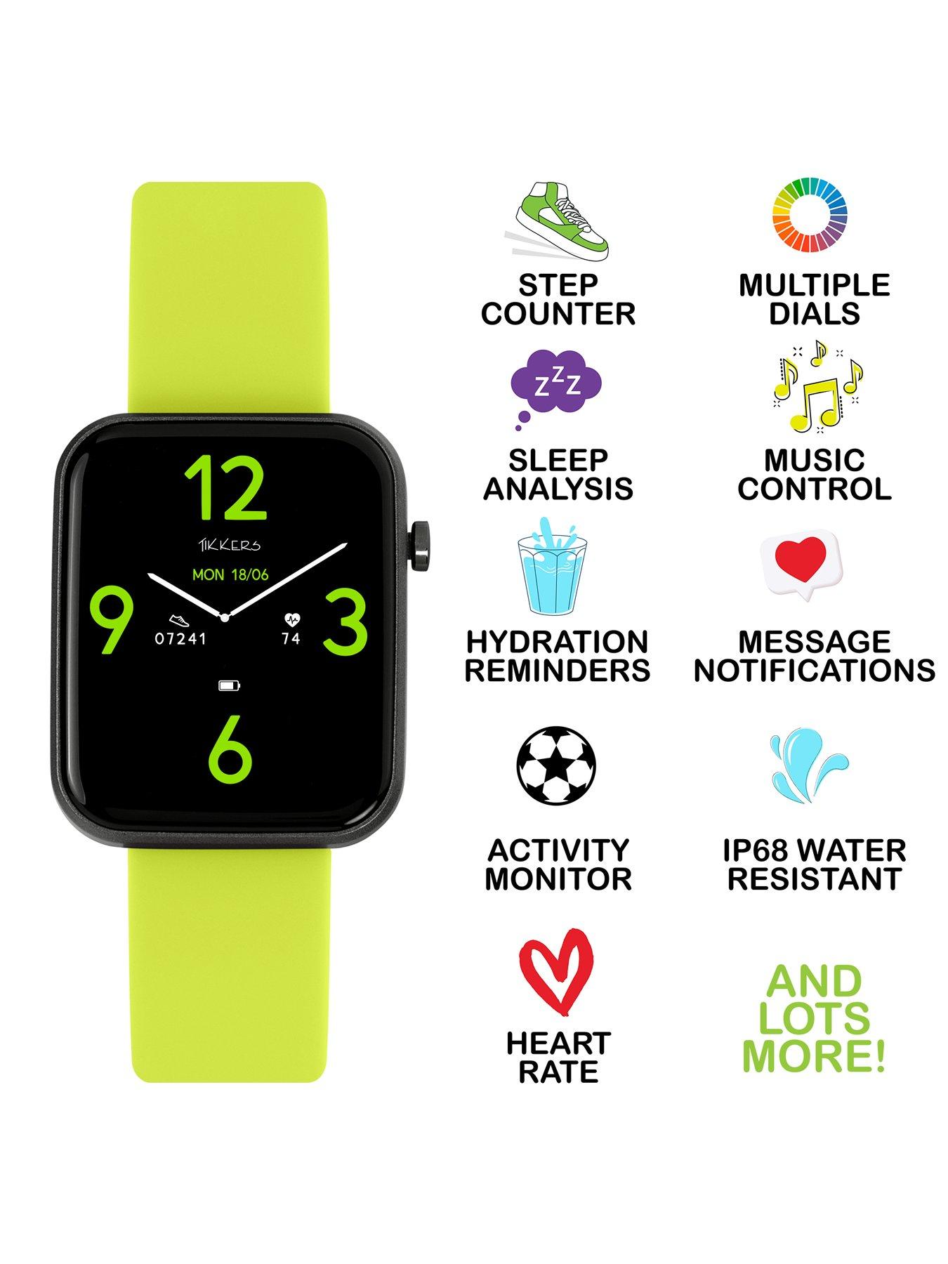 Image 4 of 6 of Tikkers Smart Series 13 Green Silicone Strap Smart Watch