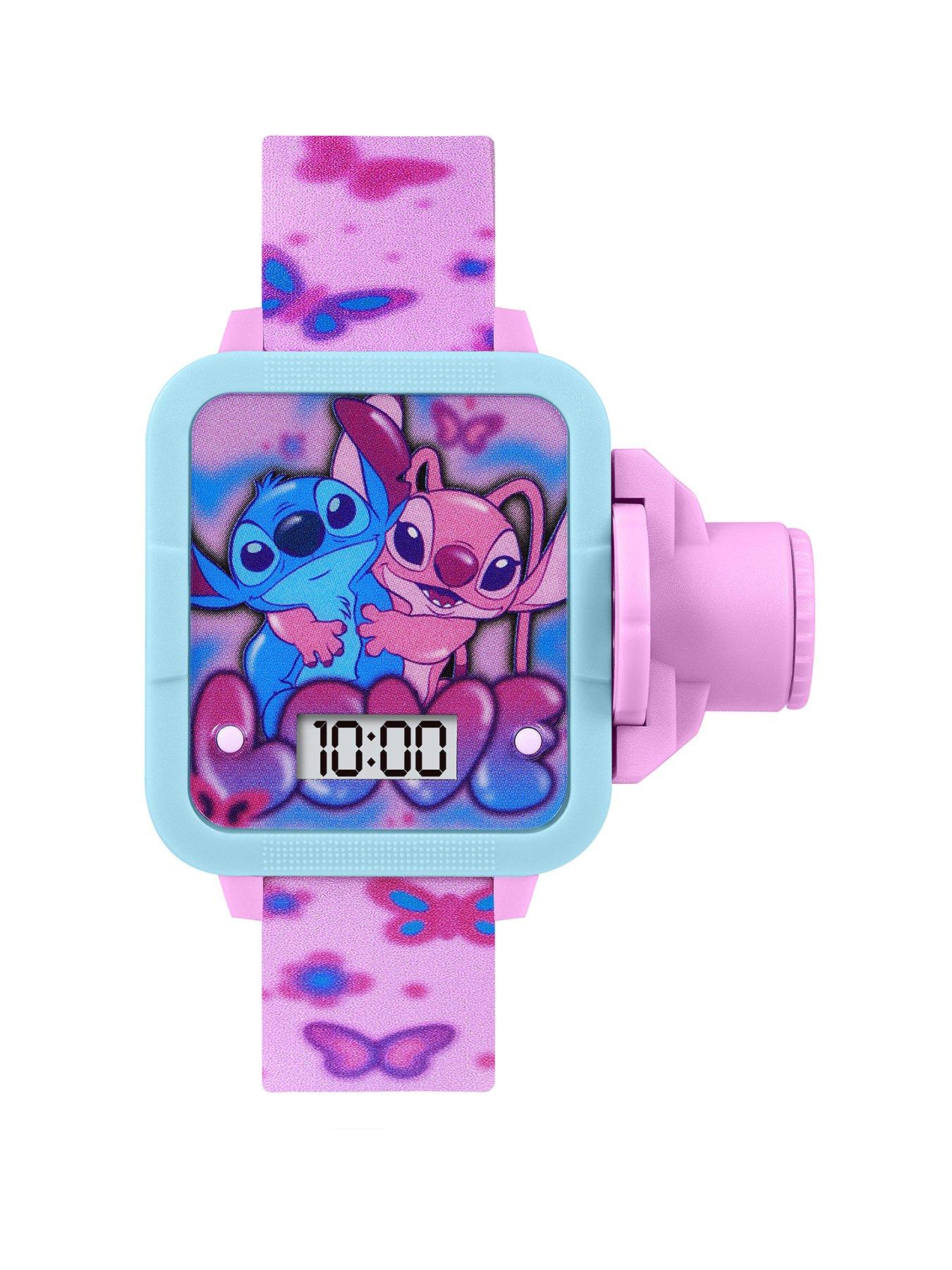 Product photograph of Disney Lilo Amp Stitch Pink Strap Projection Watch from very.co.uk