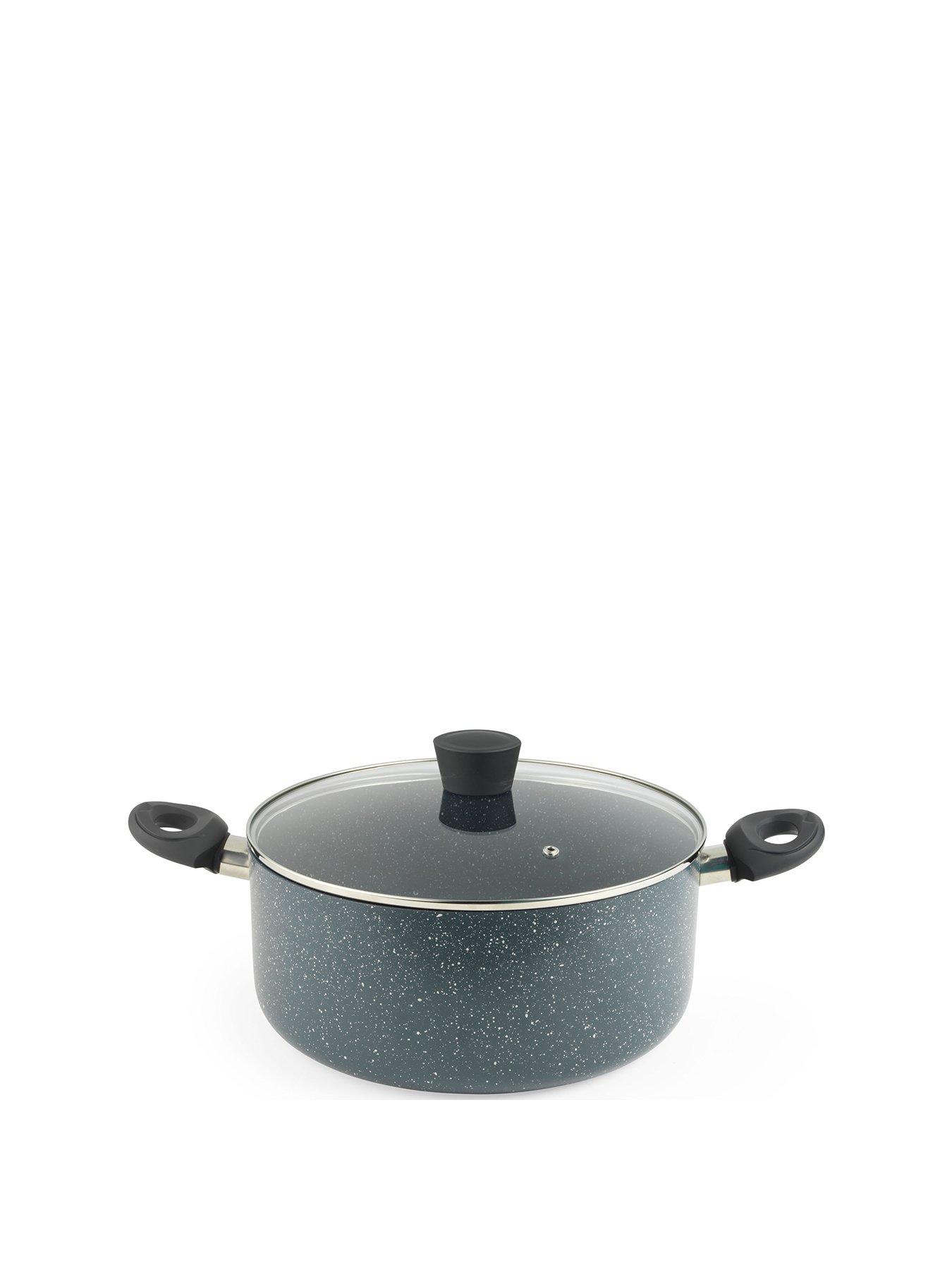 Russell Hobbs RH00846EU Nightfall Saucepan With Lid, Non-Stick Small Pan, 20 cm, Suitable For All Hobs Including Induction, Dual Layer, Easy Clean, Soft Bakelite Handle Blue Marble Pressed Aluminium