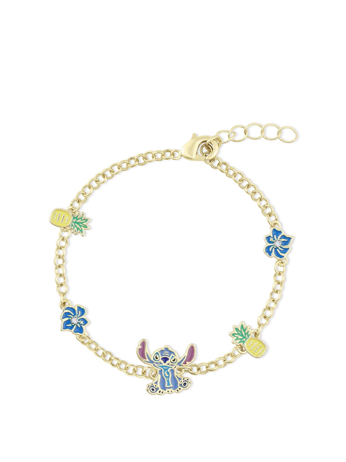 Product photograph of Disney Gold Stitch Pineapple Flower Bracelet from very.co.uk