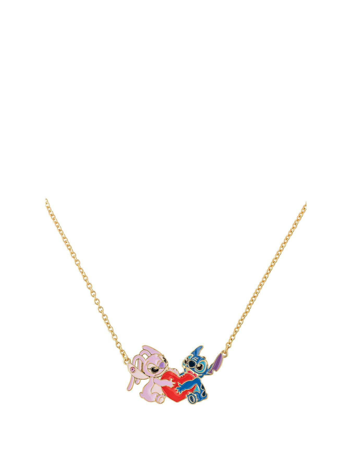 Product photograph of Disney Stitch And Angel Heart Necklace from very.co.uk