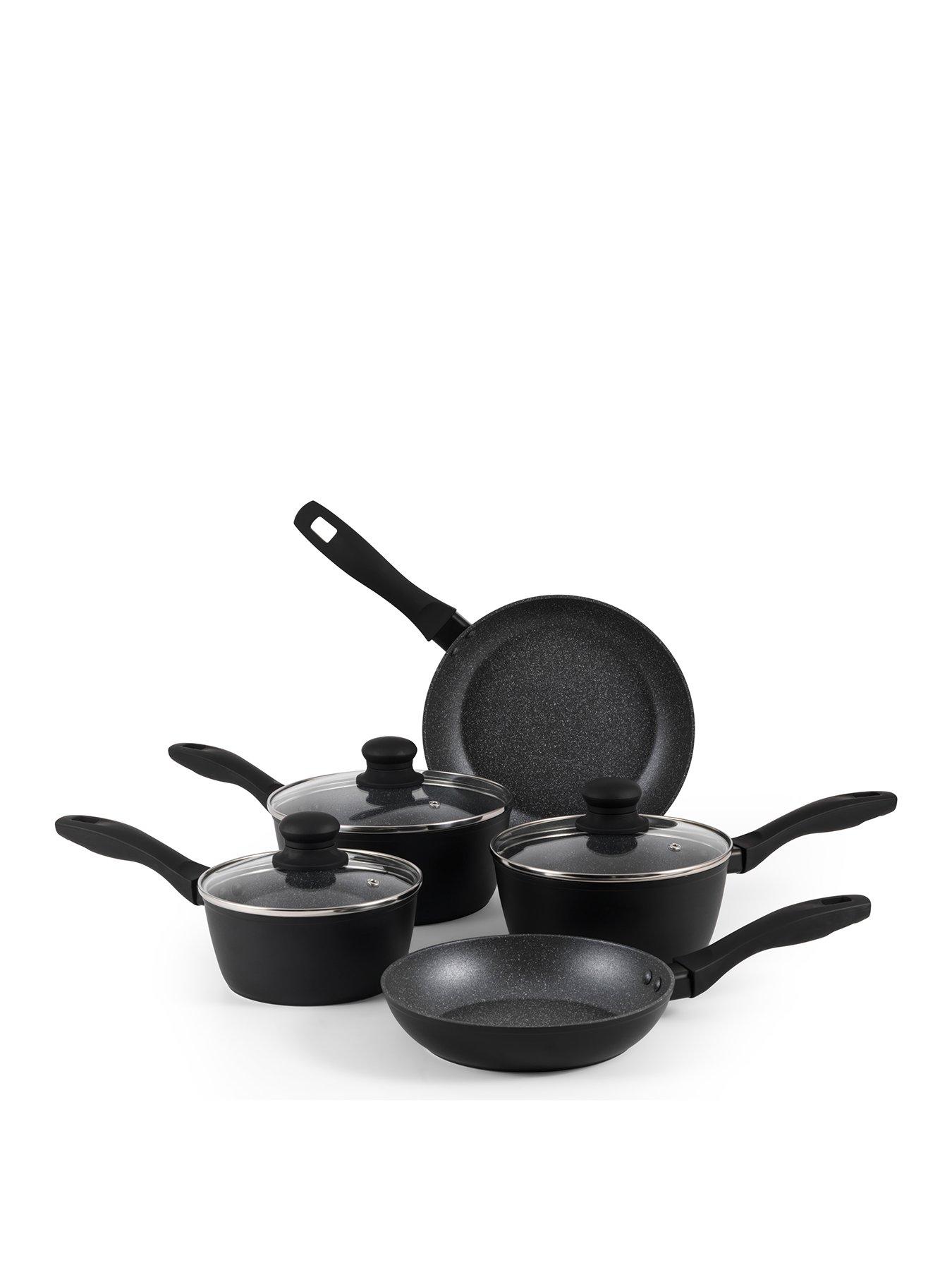 Product photograph of Russell Hobbs Metallic Marble 5 Piece Pan Set from very.co.uk