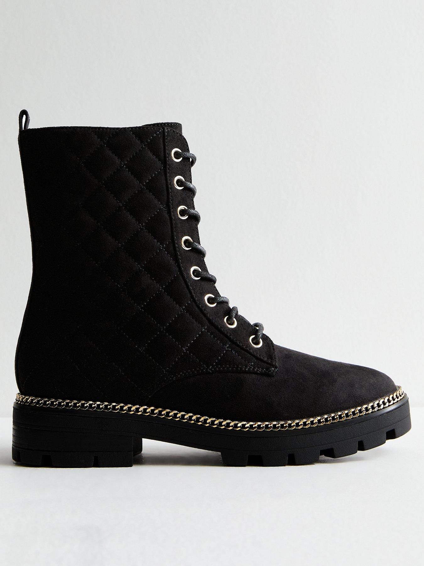 New Look Black Suedette Quilted Chain Trim Ankle Boots - Very Boot New In 2nd November 2024