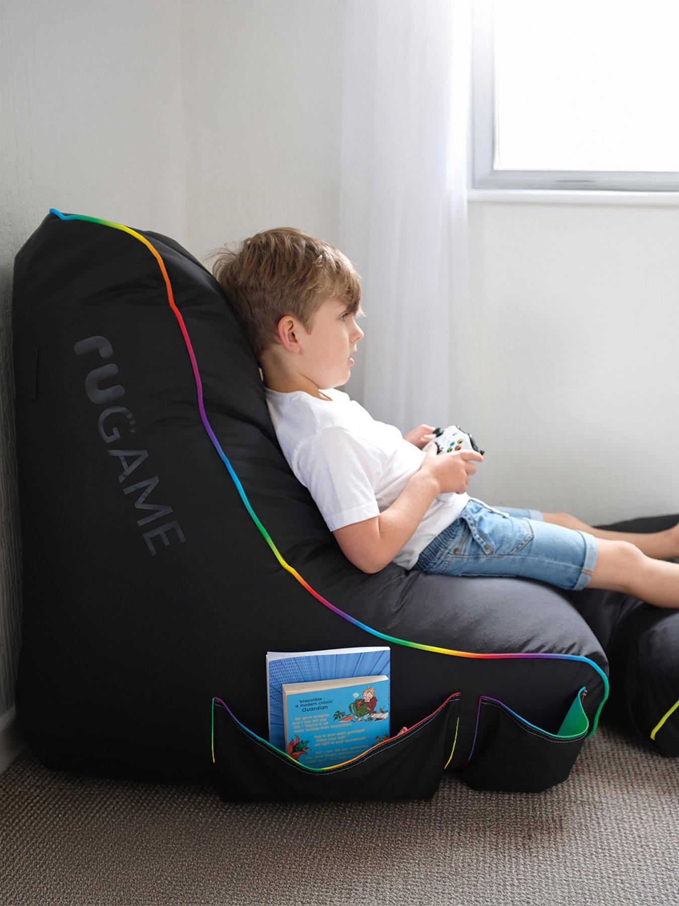 undefined Black Rugame Kids Gamer Bean Bag Chair- Led