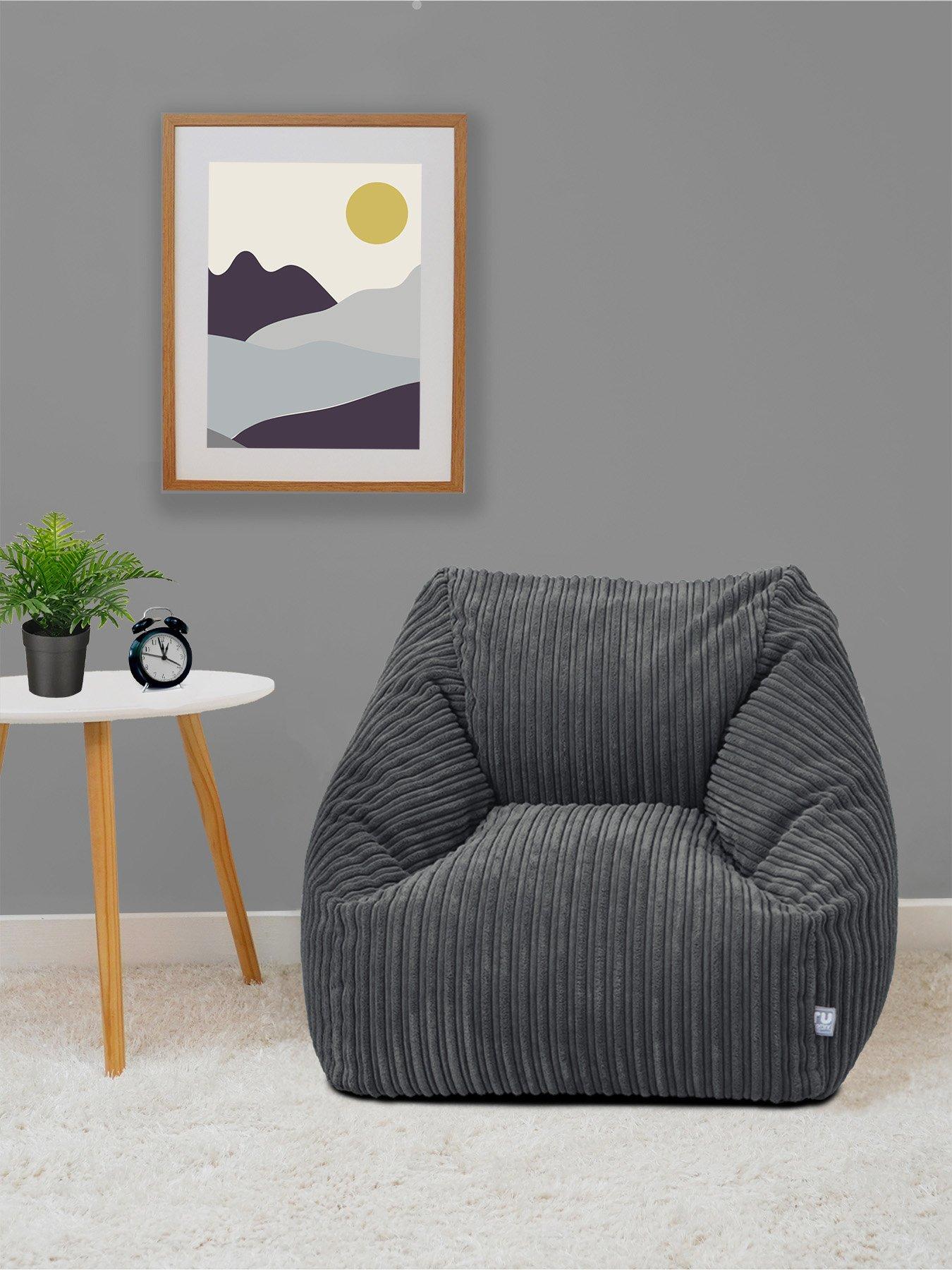 Product photograph of Rucomfy Jumbo Cord Big Kids Snuggle Chair - Slate Grey from very.co.uk