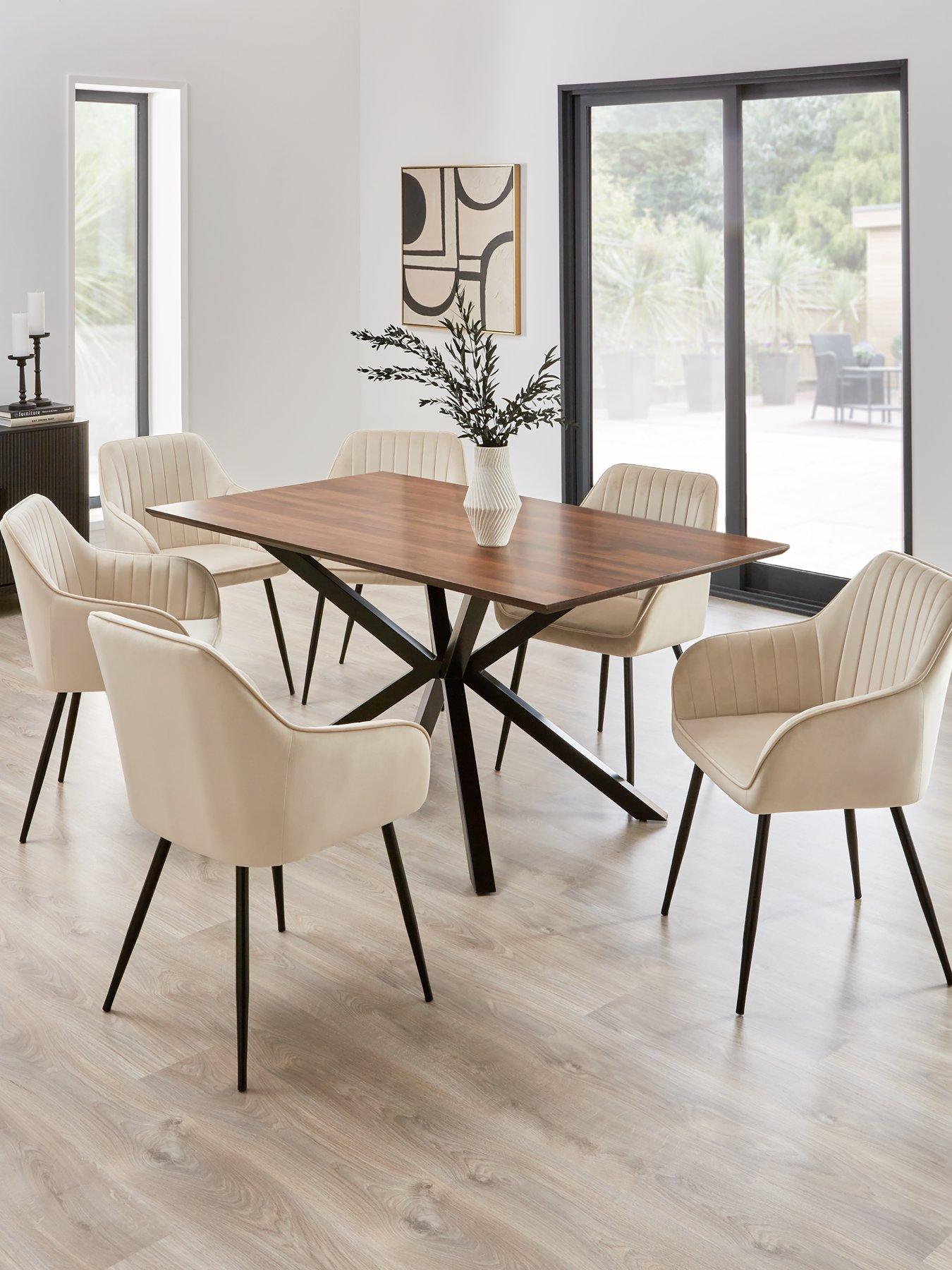 Very Home Chopstick 160cm Wood Top Table & 6 Alisha Natural Chairs