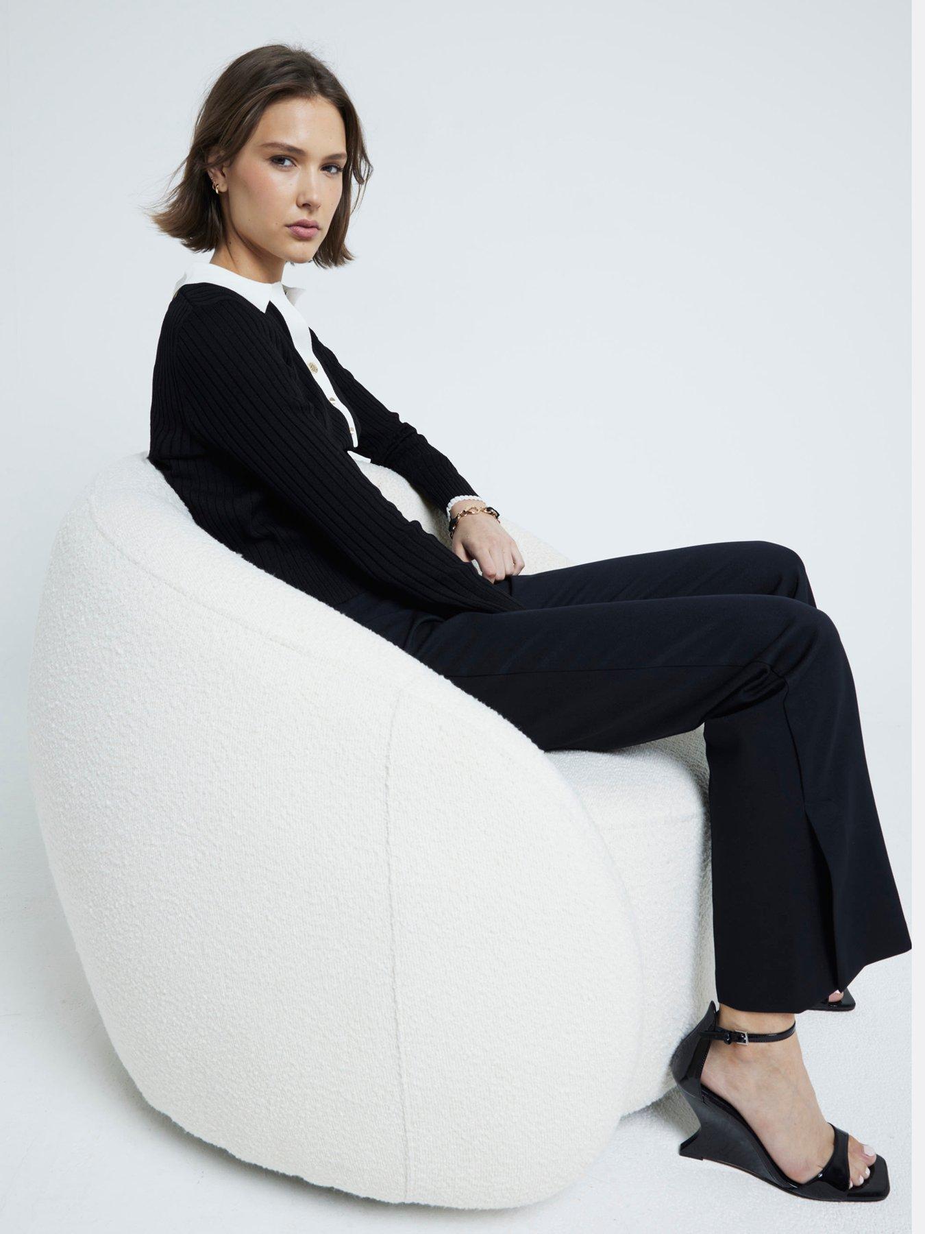 Image 2 of 6 of River Island Collar Button Down Top - Black