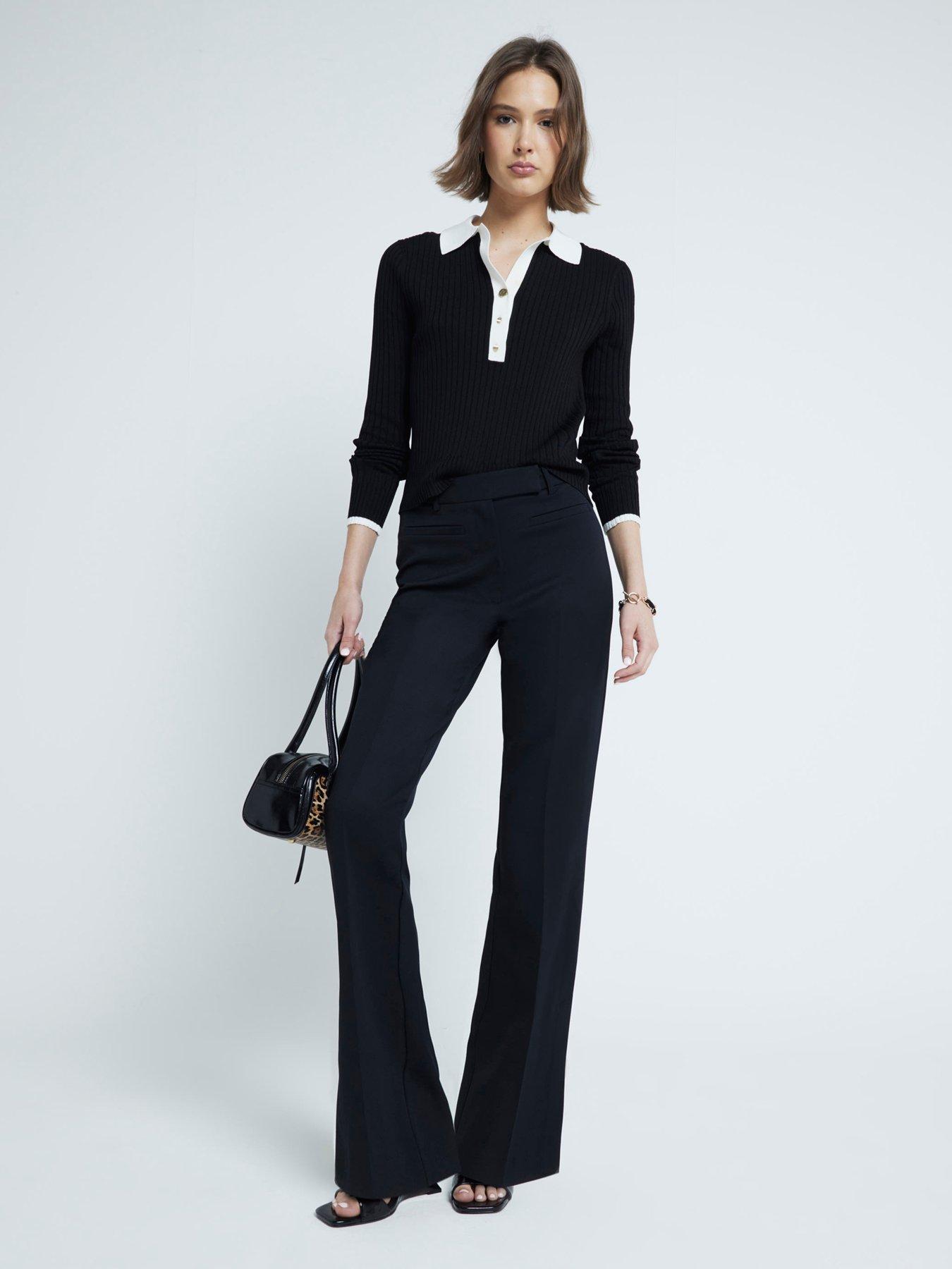 Image 3 of 6 of River Island Collar Button Down Top - Black