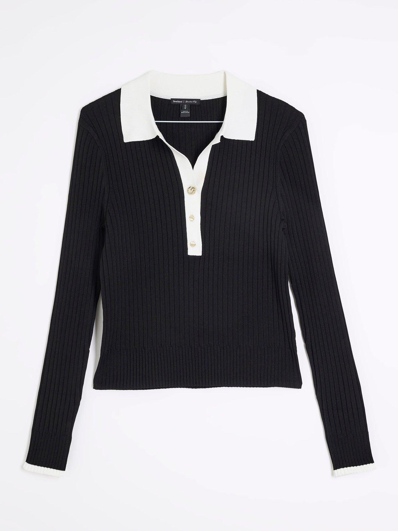 Image 5 of 6 of River Island Collar Button Down Top - Black