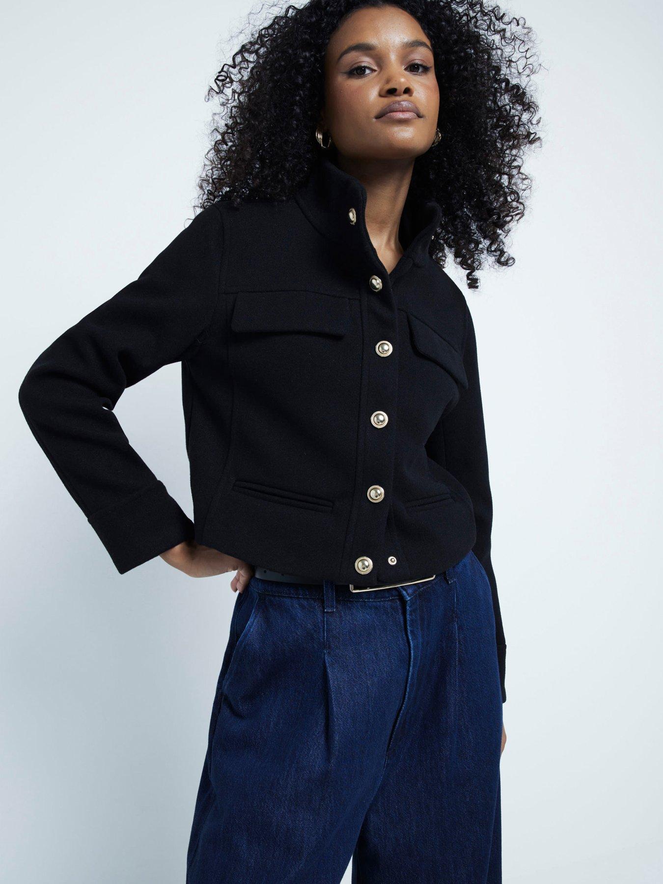 undefined Funnel Neck Jacket - Black