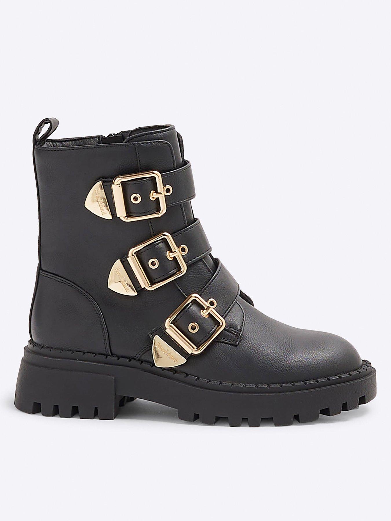 undefined Older Girl Faux Leather Biker Boot - Black