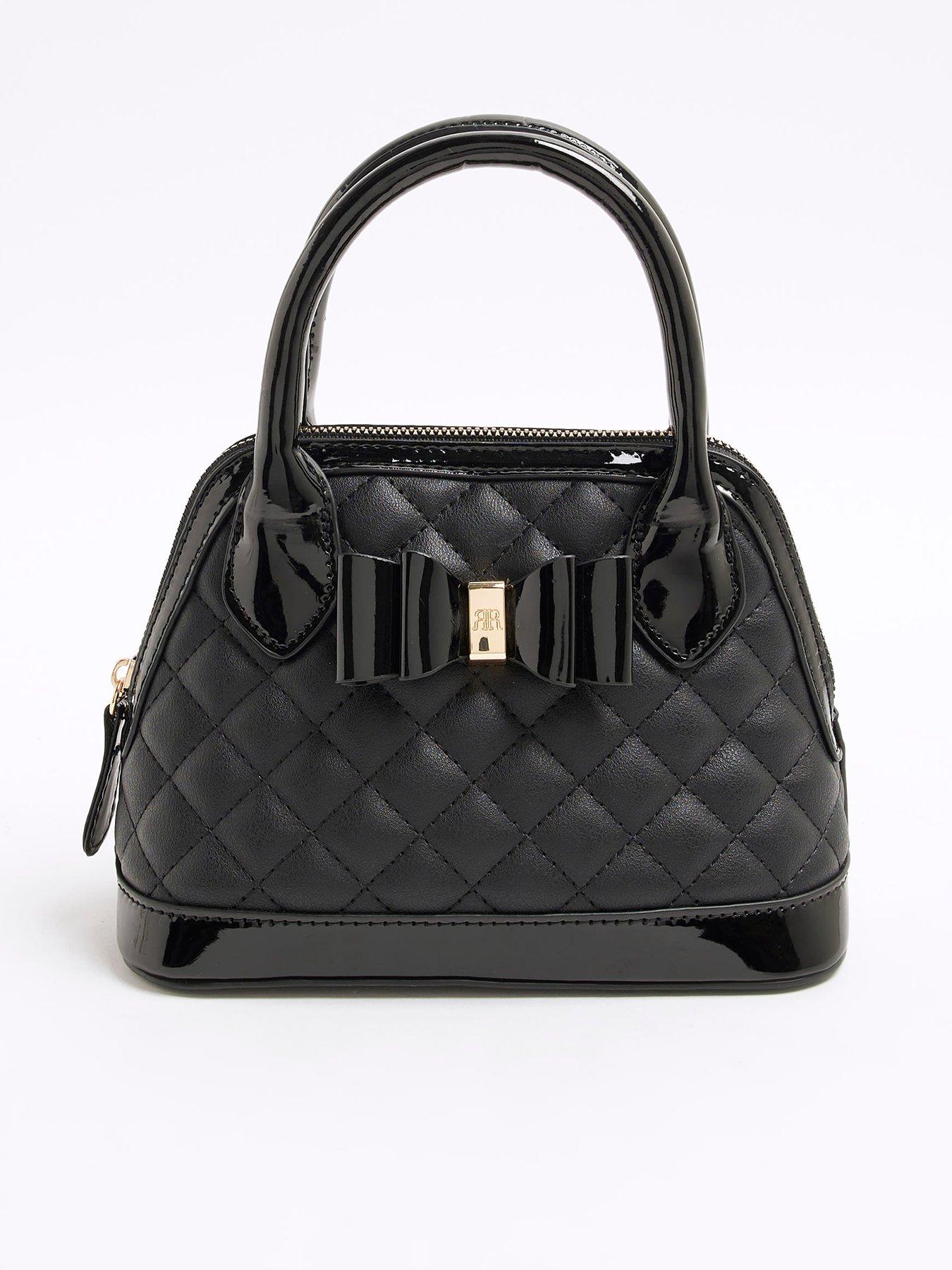 undefined Girls Quilted Bow Tote Bag - Black