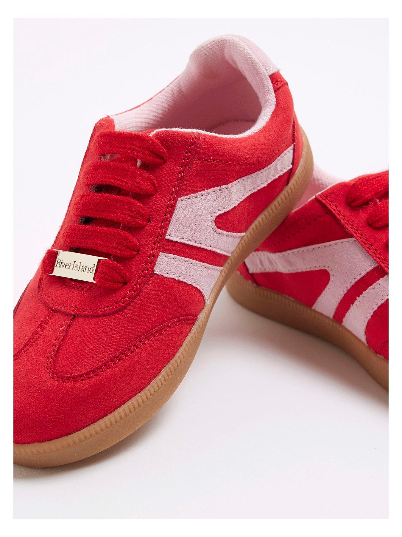 River Island Girls Lace Up Trainers Red Very