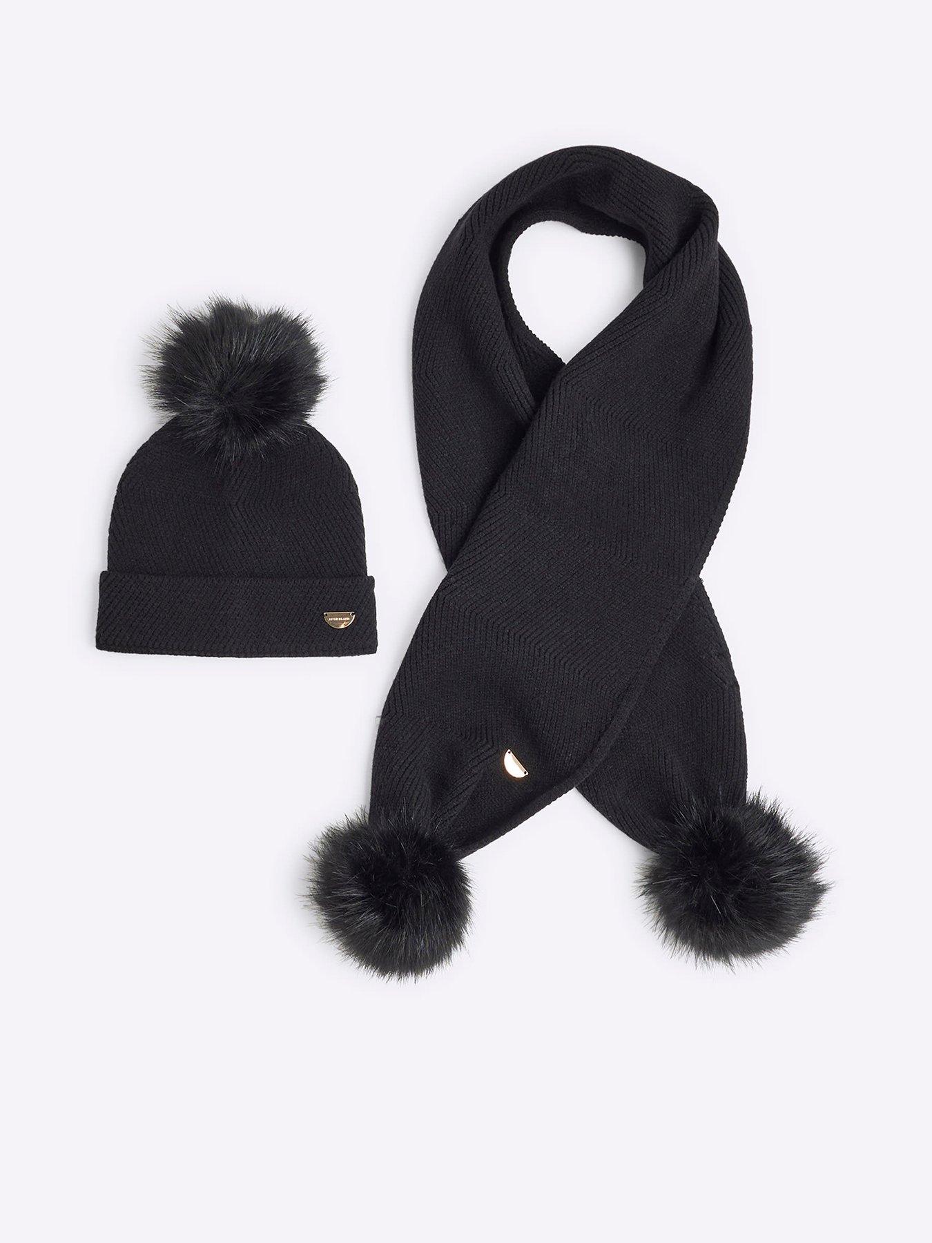 undefined Girls Beanie And Scarf Bundle - Black