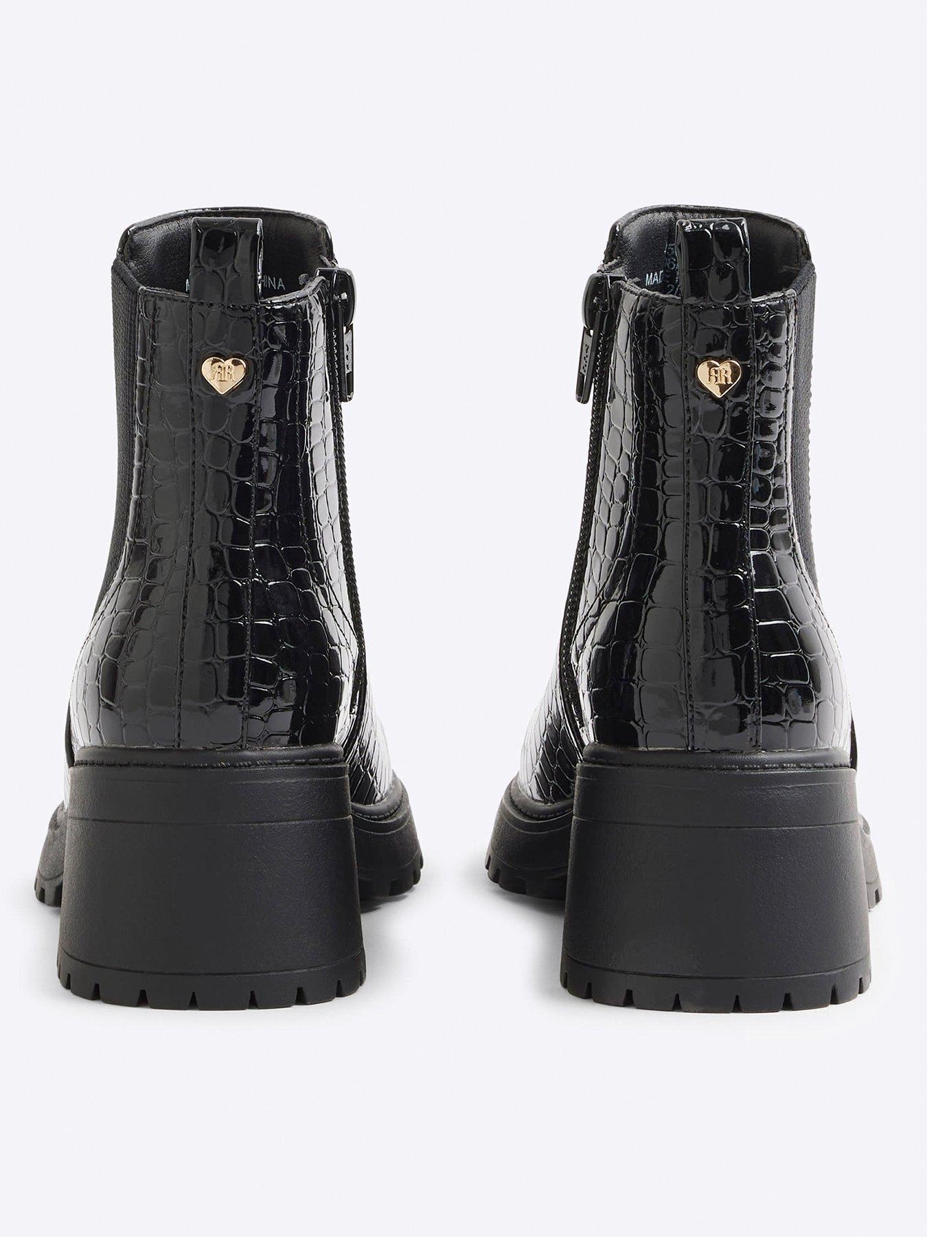 Image 3 of 5 of River Island Girls Patent Black Heeled Boots