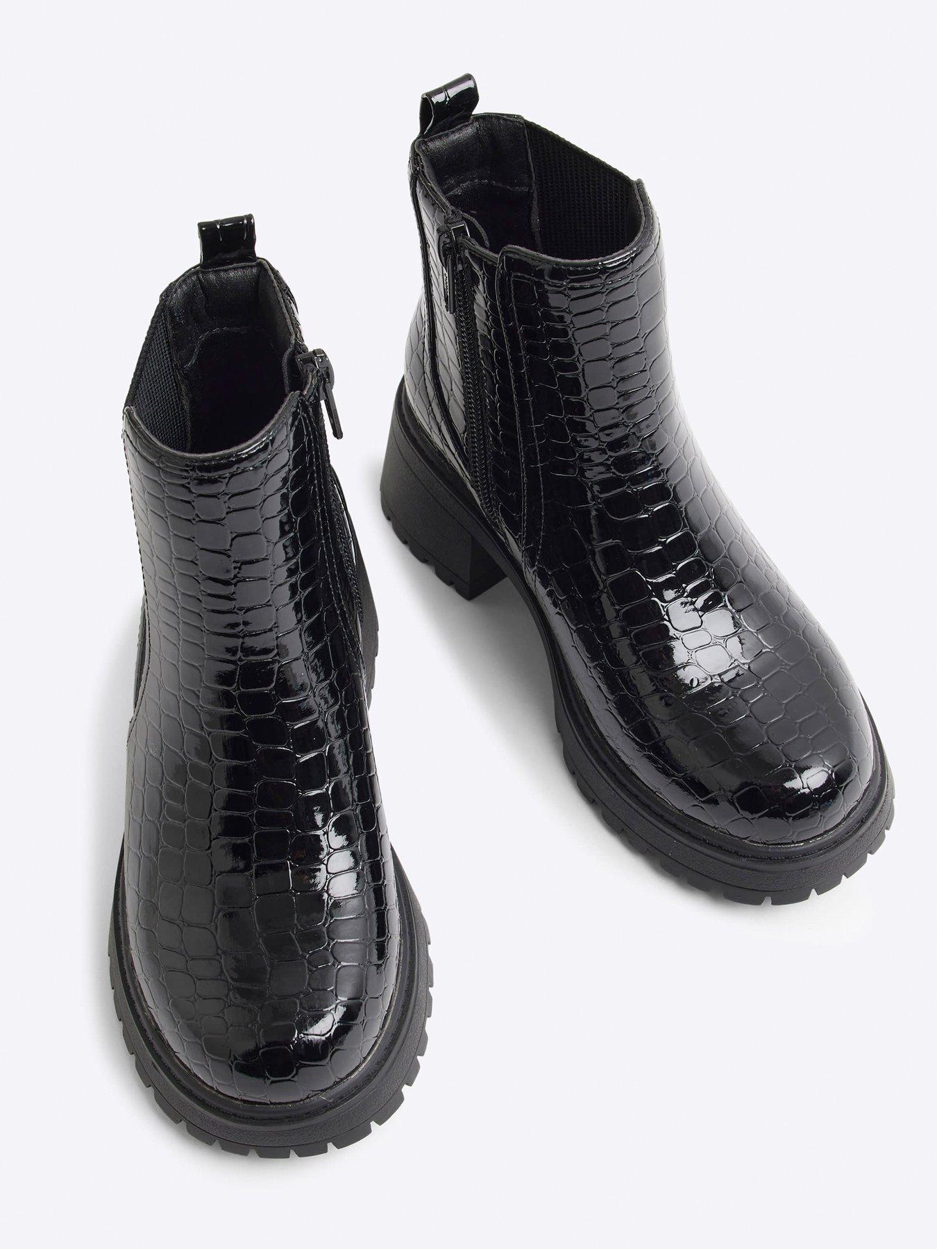 Image 4 of 5 of River Island Girls Patent Black Heeled Boots